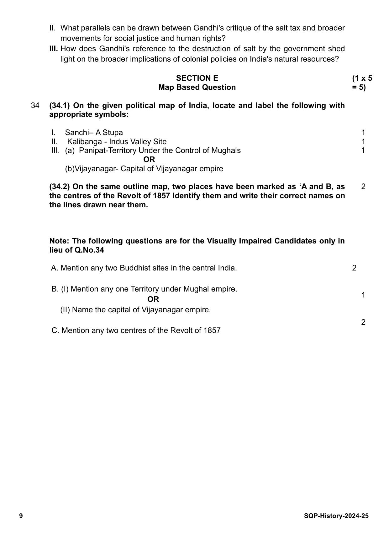 CBSE Class 12 History Sample Question Paper 2024-25 - Page 9