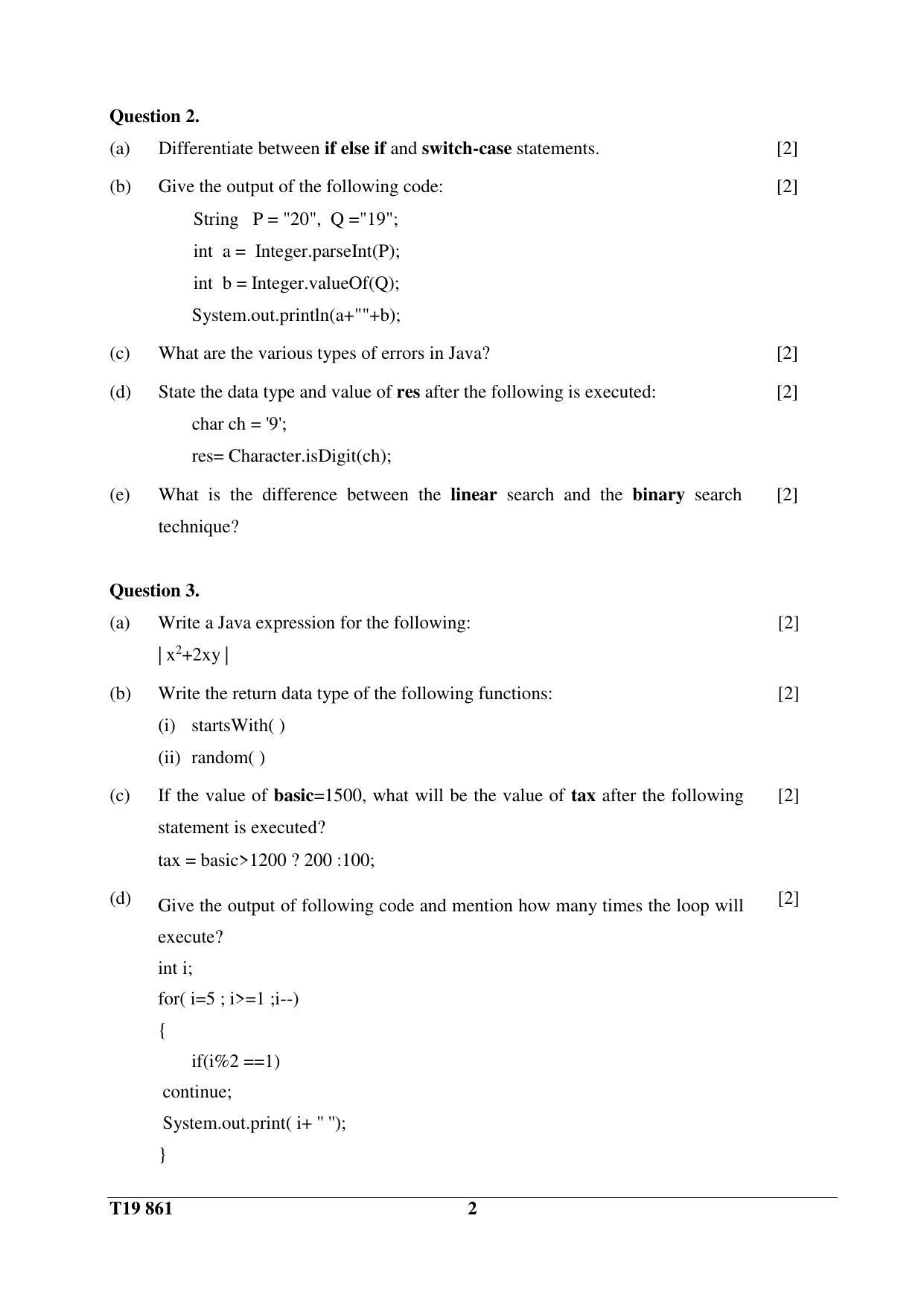 ICSE Class 10 Computer Applications 2019 Question Paper - Page 2