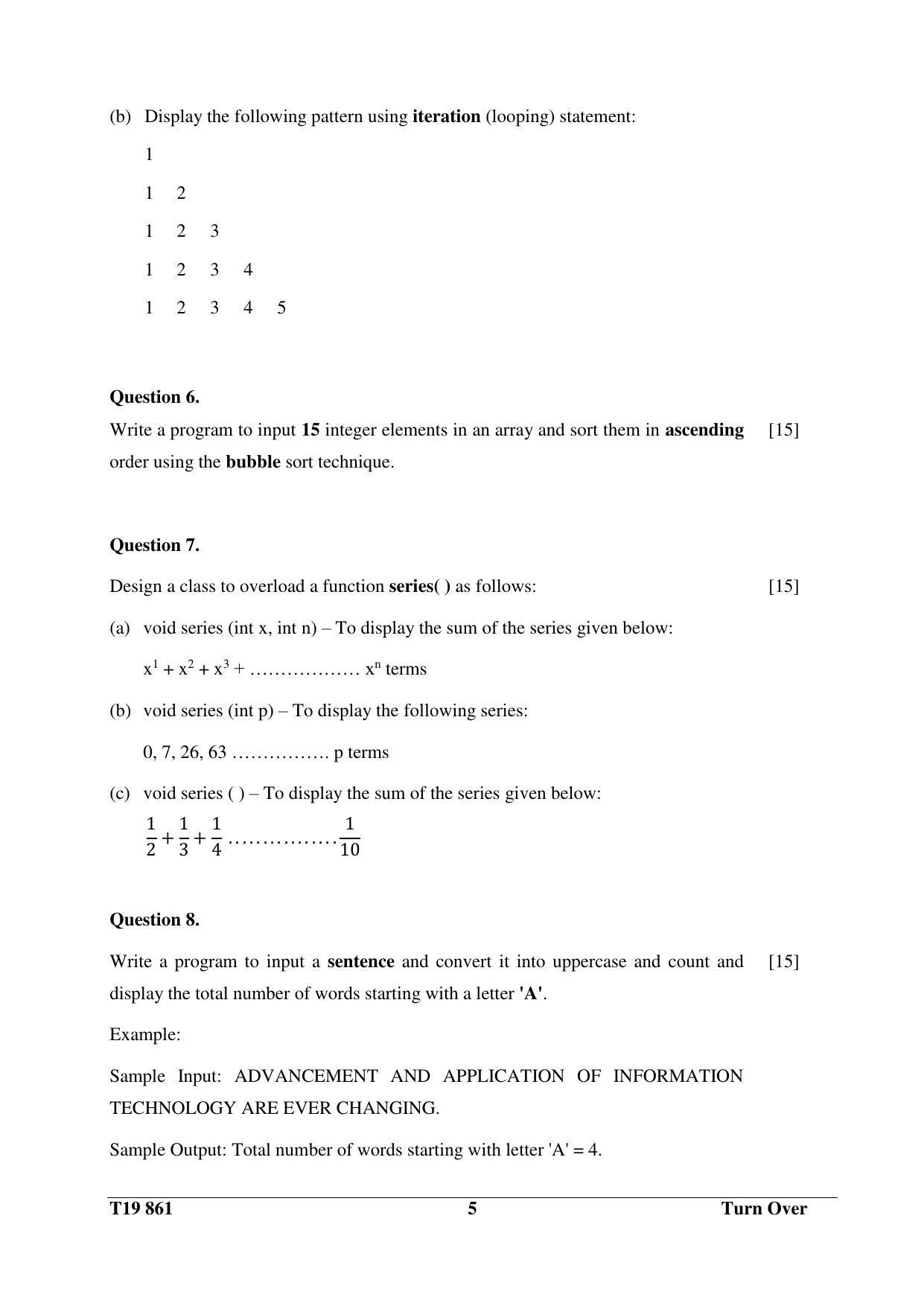 ICSE Class 10 Computer Applications 2019 Question Paper - Page 5
