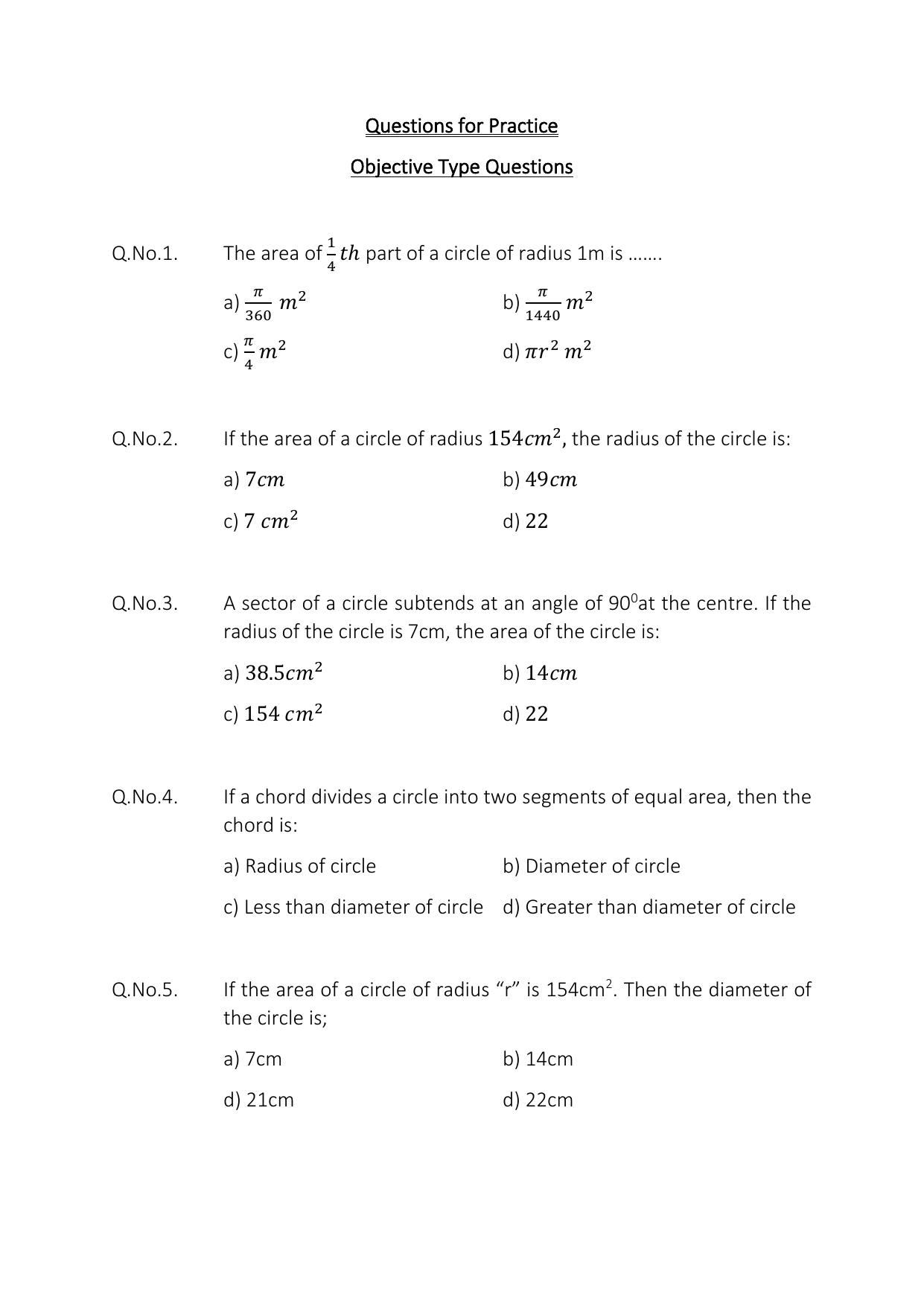 JKBOSE Class 10 Maths: Chapter 12th Area related to Circles Question Bank - Page 4