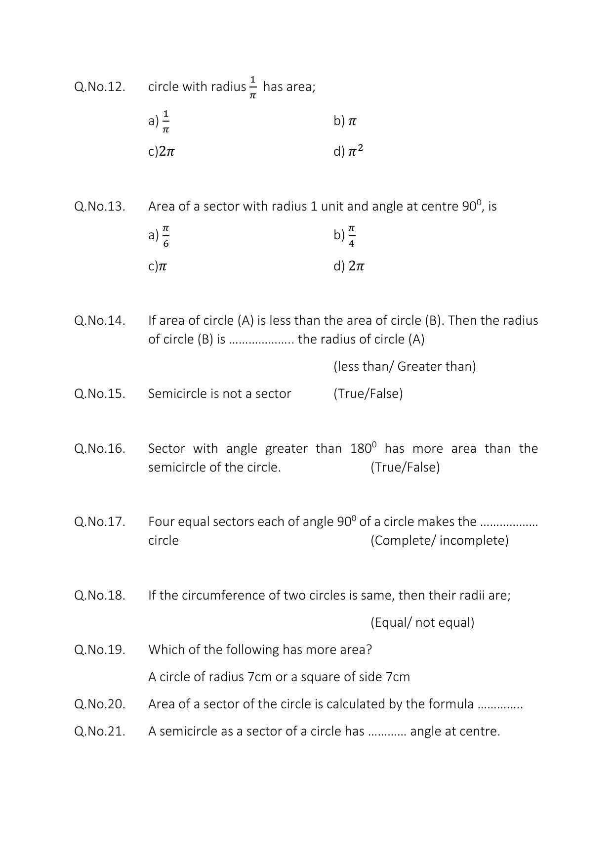 JKBOSE Class 10 Maths: Chapter 12th Area related to Circles Question Bank - Page 6