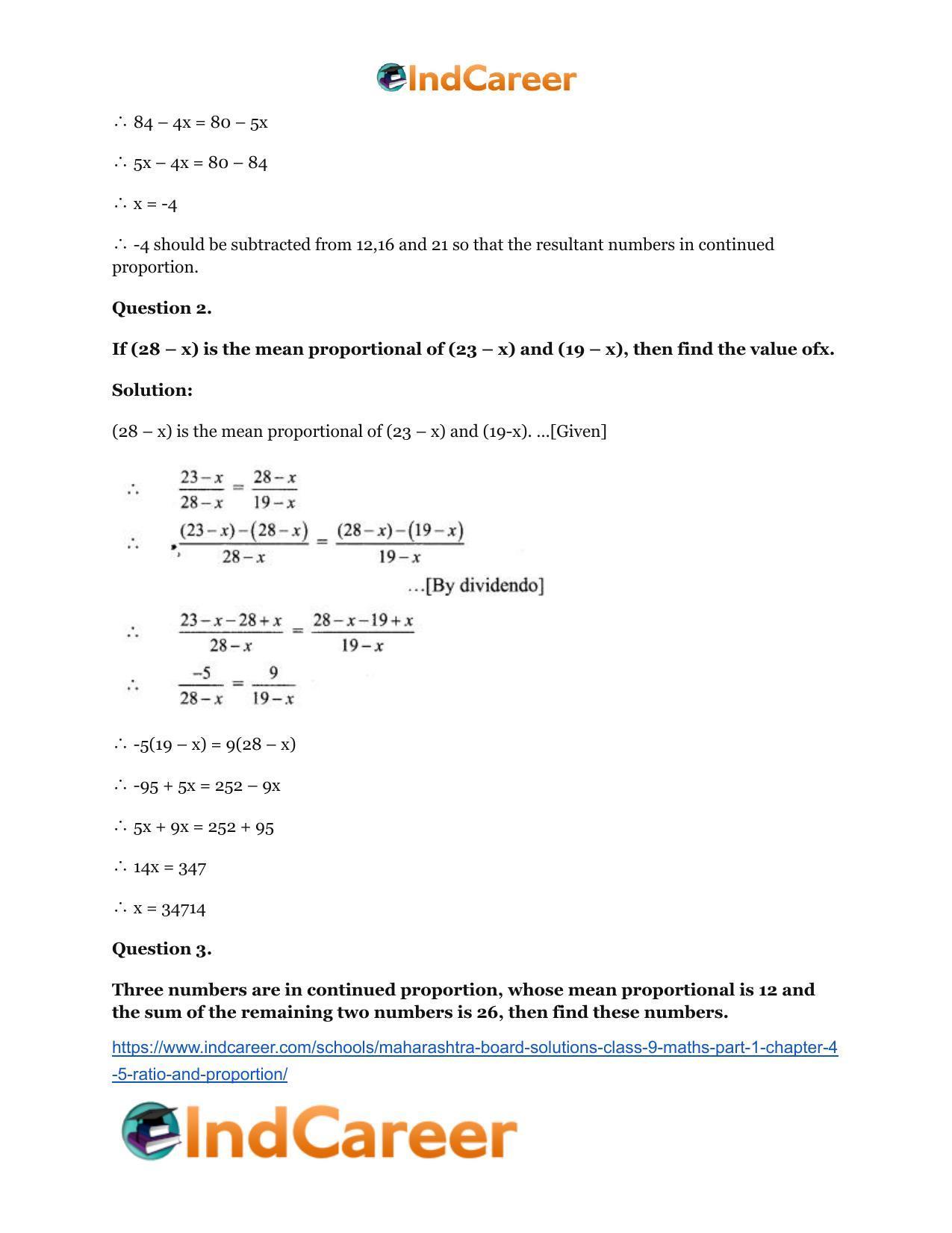 Maharashtra Board Solutions Class 9-Maths (Part 1): Chapter 4.5- Ratio and Proportion - Page 3