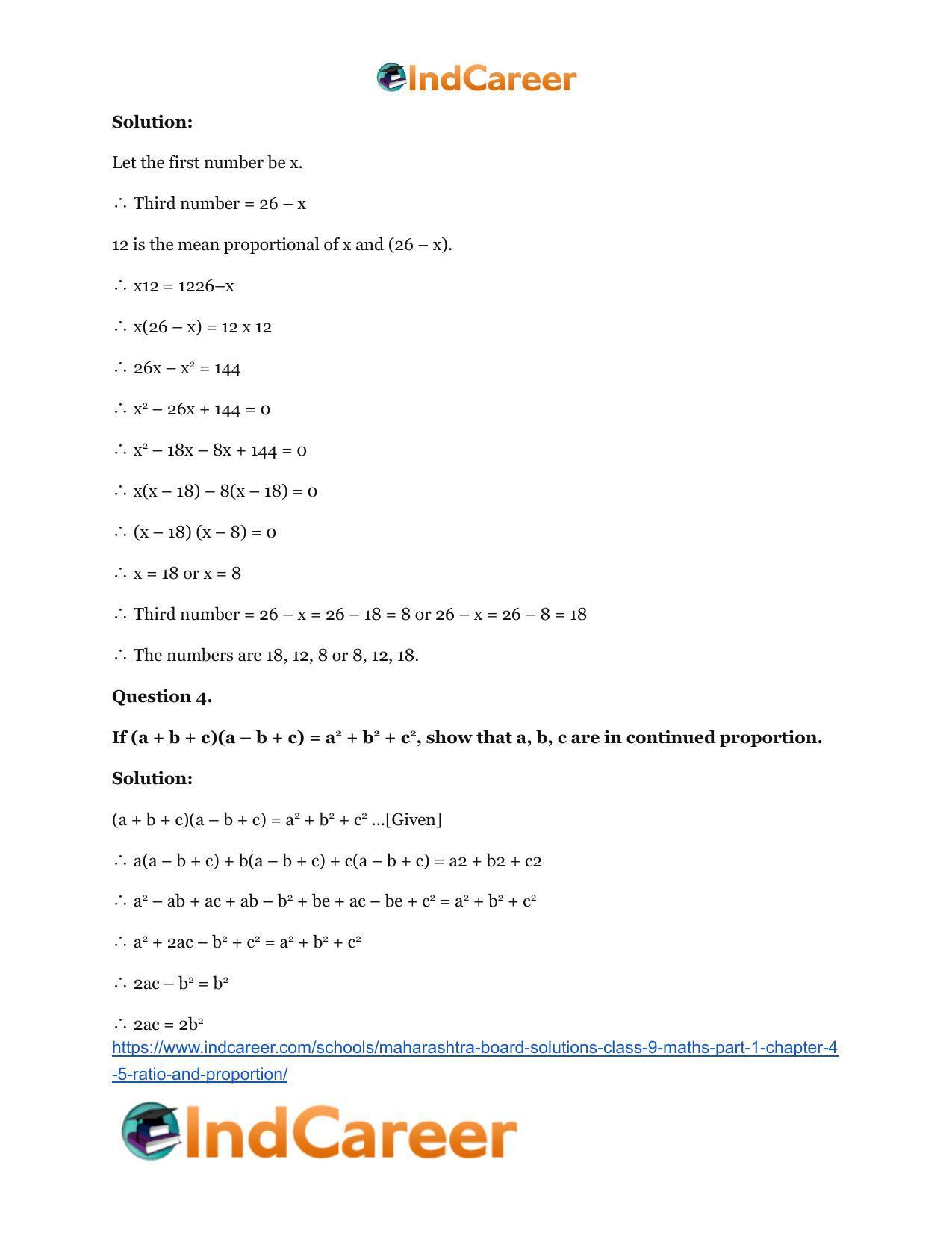 Maharashtra Board Solutions Class 9-Maths (Part 1): Chapter 4.5- Ratio and Proportion - Page 4