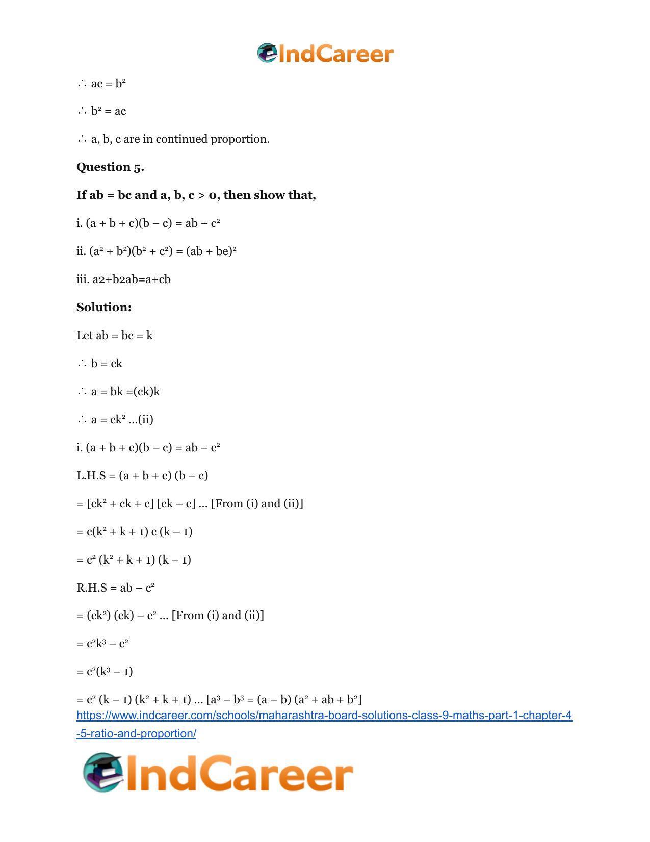 Maharashtra Board Solutions Class 9-Maths (Part 1): Chapter 4.5- Ratio and Proportion - Page 5