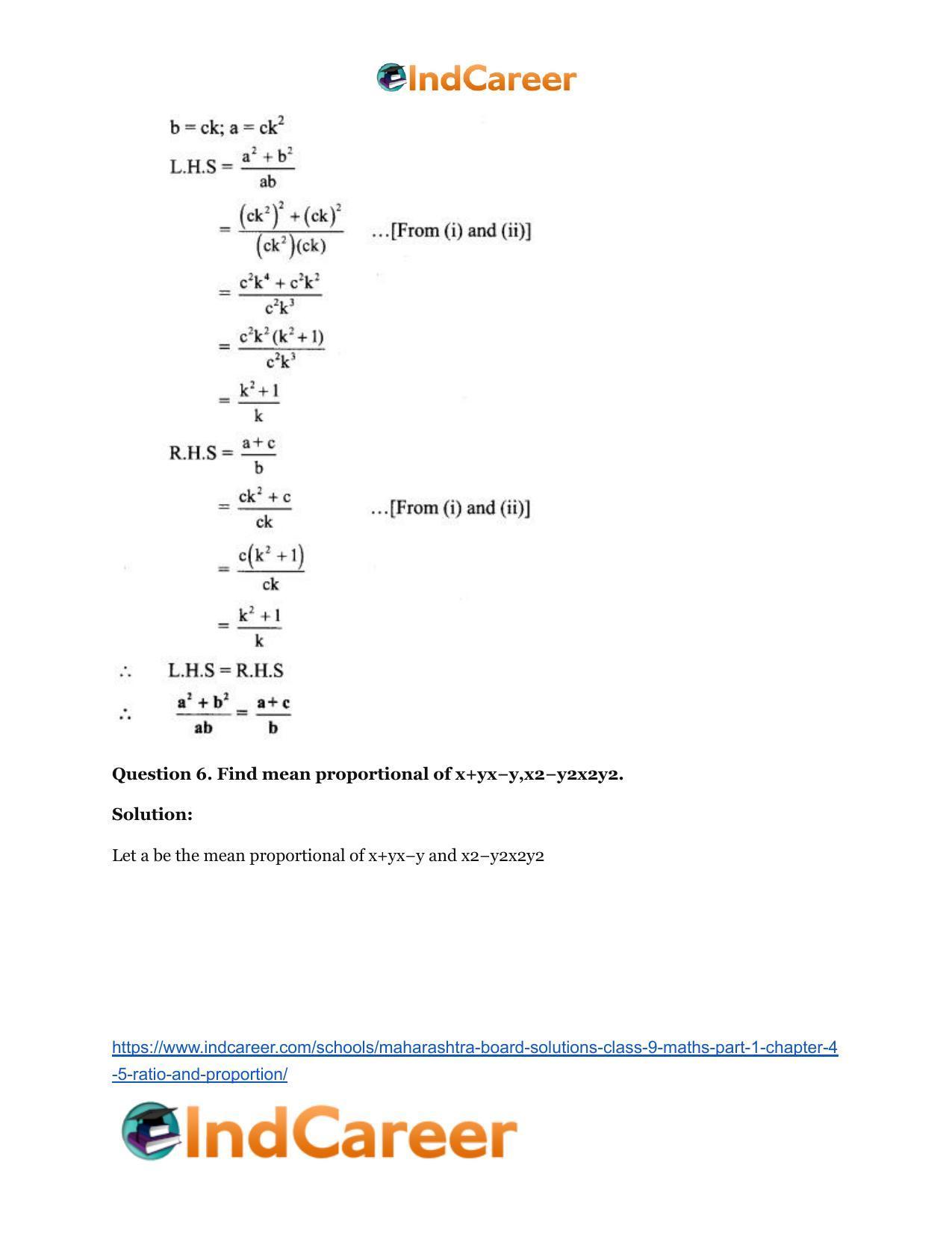 Maharashtra Board Solutions Class 9-Maths (Part 1): Chapter 4.5- Ratio and Proportion - Page 7