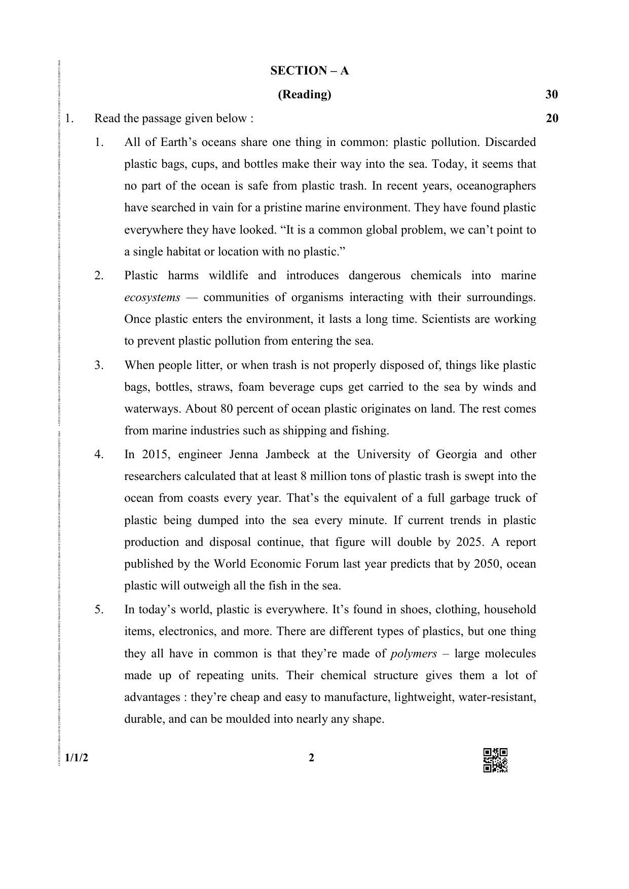 CBSE Class 12 1-1-2 (English Core) 2019 Question Paper - Page 2