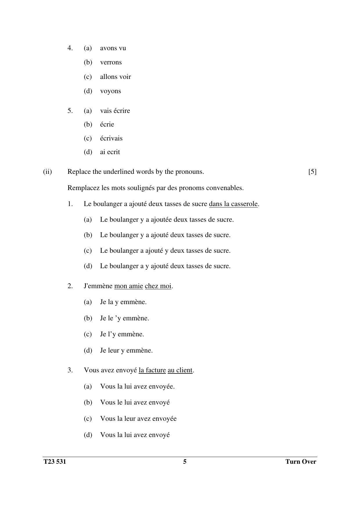ICSE Class 10 FRENCH (GROUP III - ELECTIVE) 2023 Question Paper - Page 5