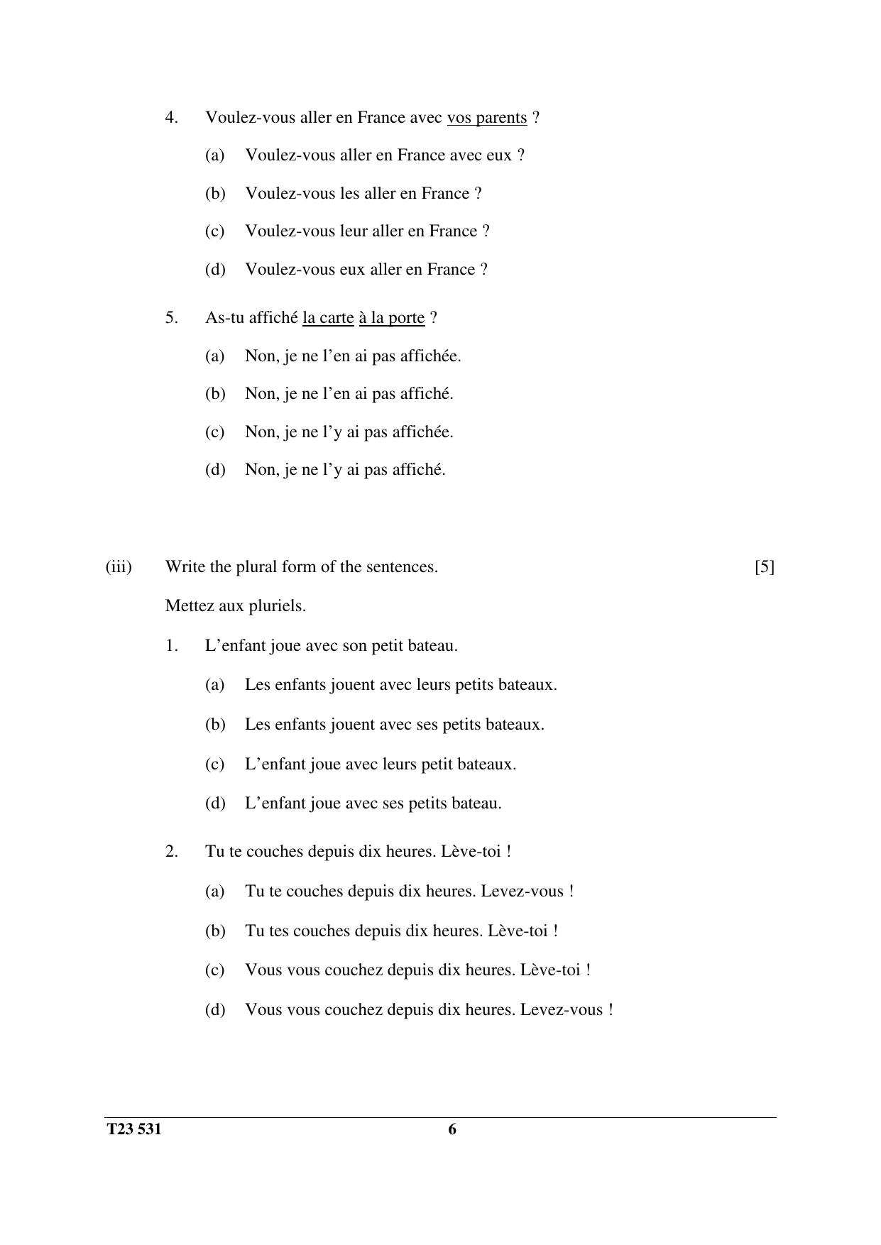 ICSE Class 10 FRENCH (GROUP III - ELECTIVE) 2023 Question Paper - Page 6