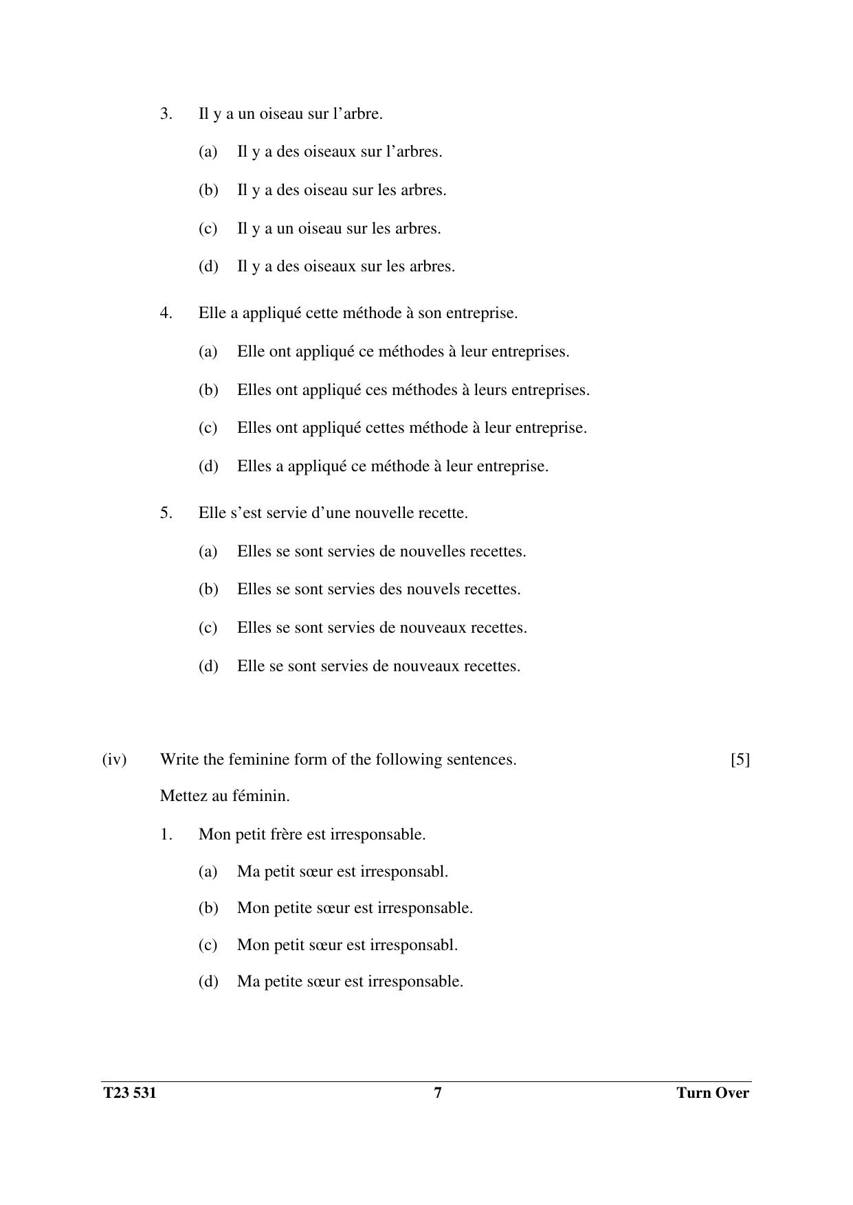 ICSE Class 10 FRENCH (GROUP III - ELECTIVE) 2023 Question Paper - Page 7