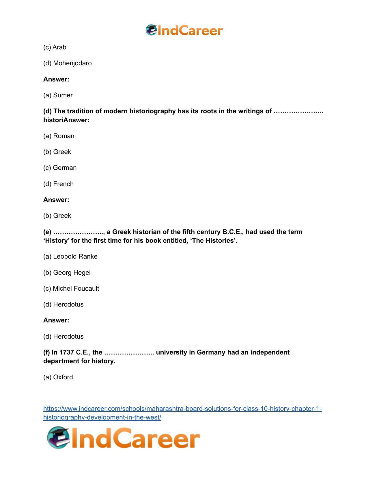 Maharashtra Board Solutions for Class 10- History: Chapter 1- Historiography Development in the West - Page 9