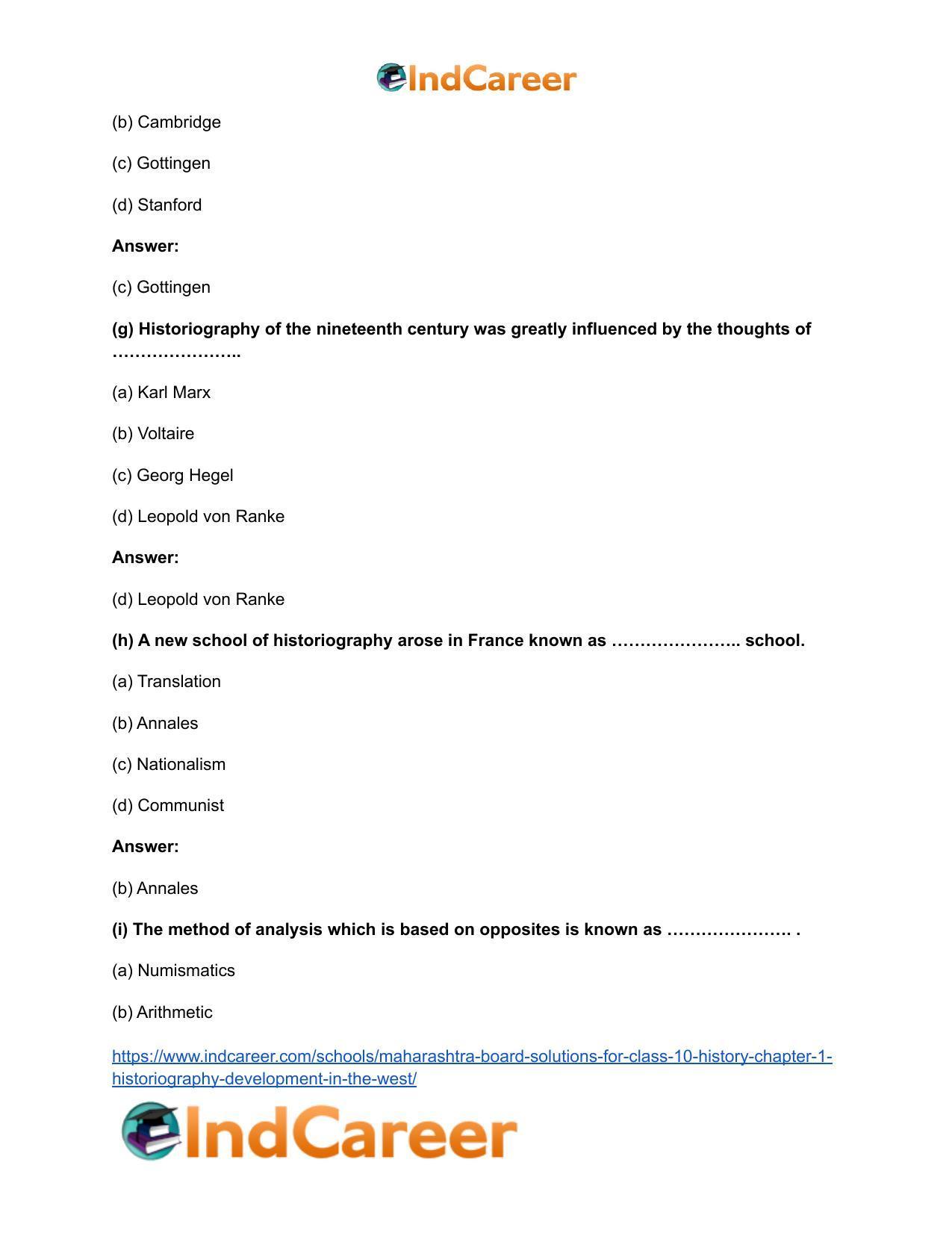 Maharashtra Board Solutions for Class 10- History: Chapter 1- Historiography Development in the West - Page 10