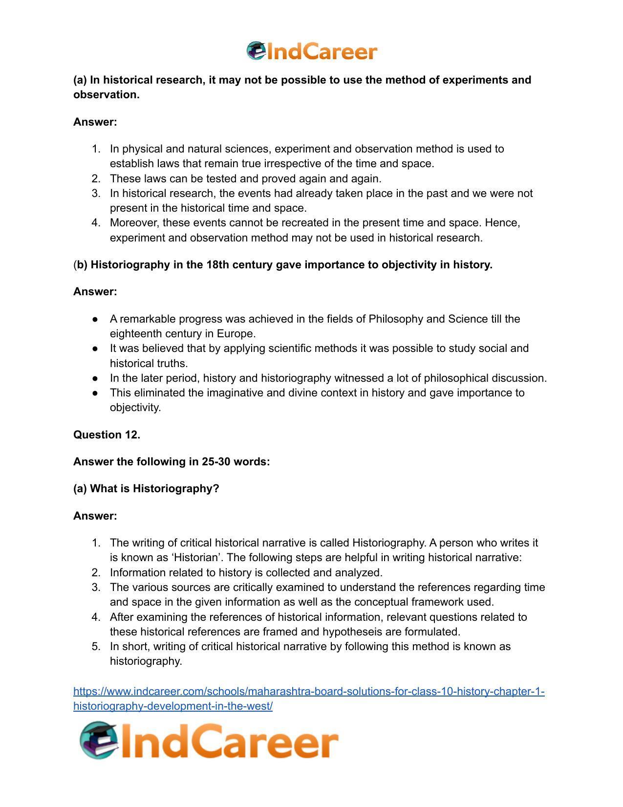 Maharashtra Board Solutions for Class 10- History: Chapter 1- Historiography Development in the West - Page 18