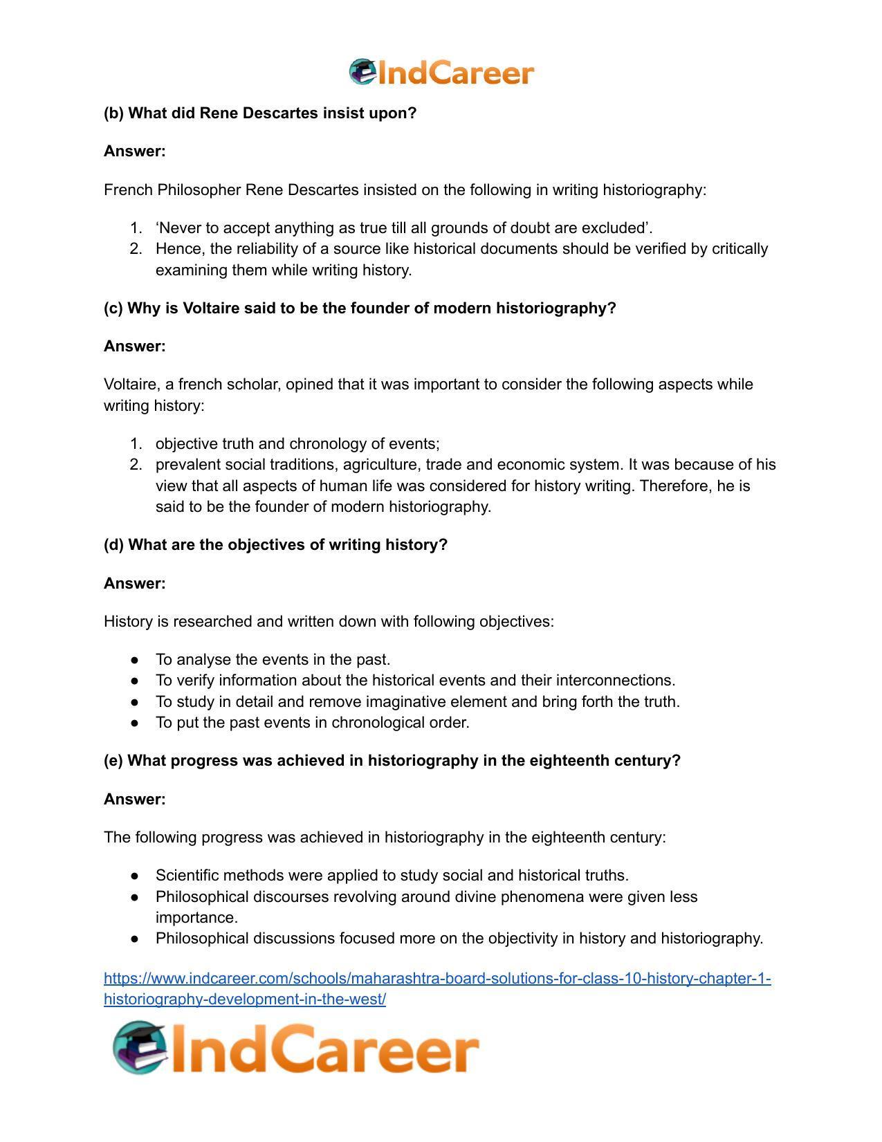 Maharashtra Board Solutions for Class 10- History: Chapter 1- Historiography Development in the West - Page 19