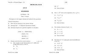 Meghalaya Board (MBOSE) Class 11 Statistics 2018 Question Paper