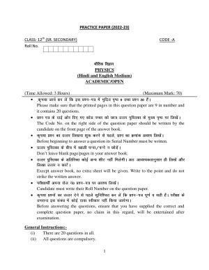 Haryana Board Class 12 Physics Code A Sample Papers