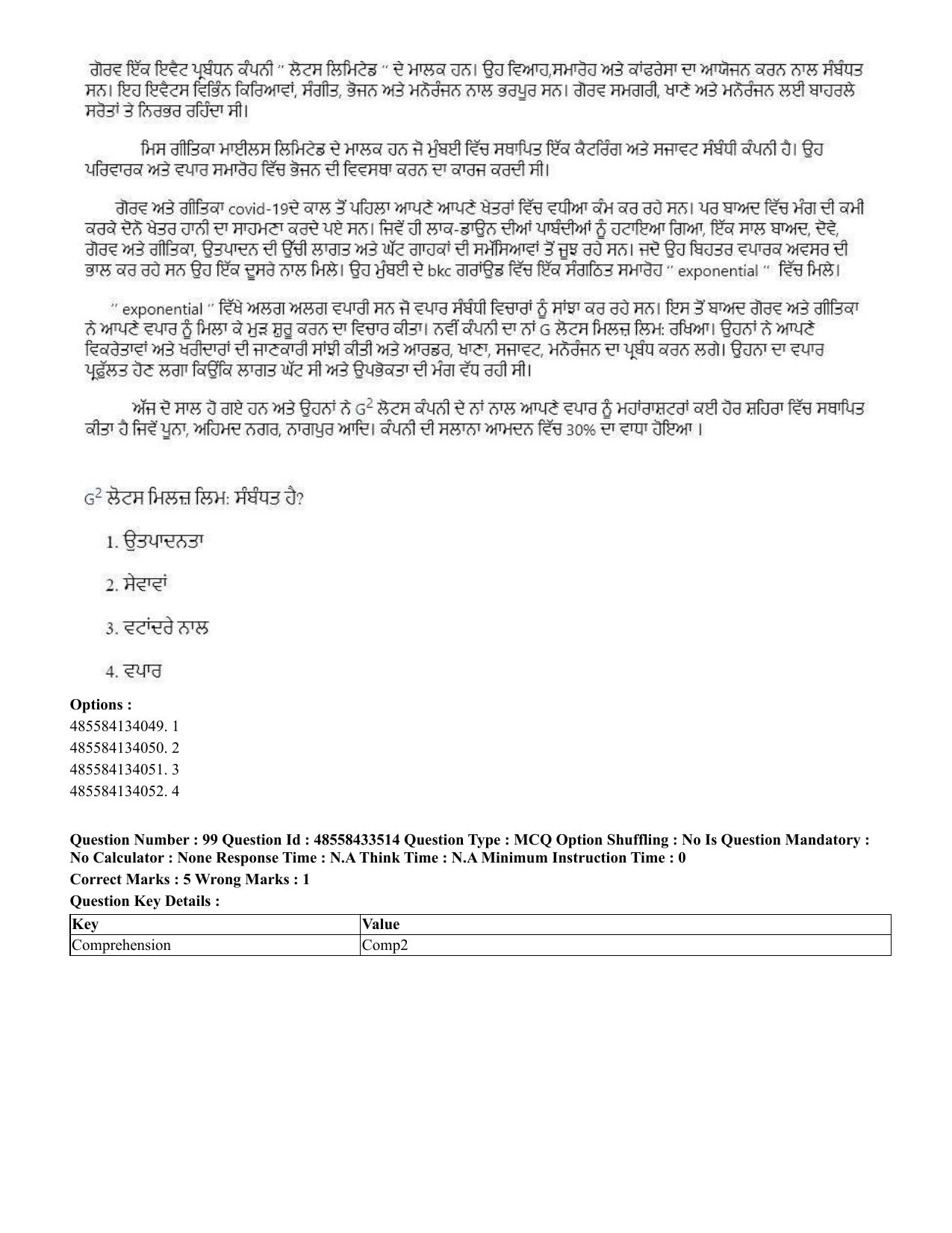 CUET 2023 English Punjabi Shift 1 Question Papers - 18 June 2023 - Page 92