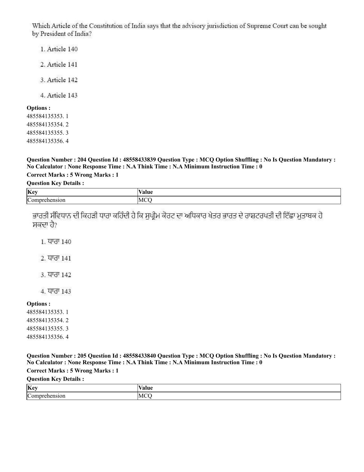 CUET 2023 English Punjabi Shift 1 Question Papers - 18 June 2023 - Page 160
