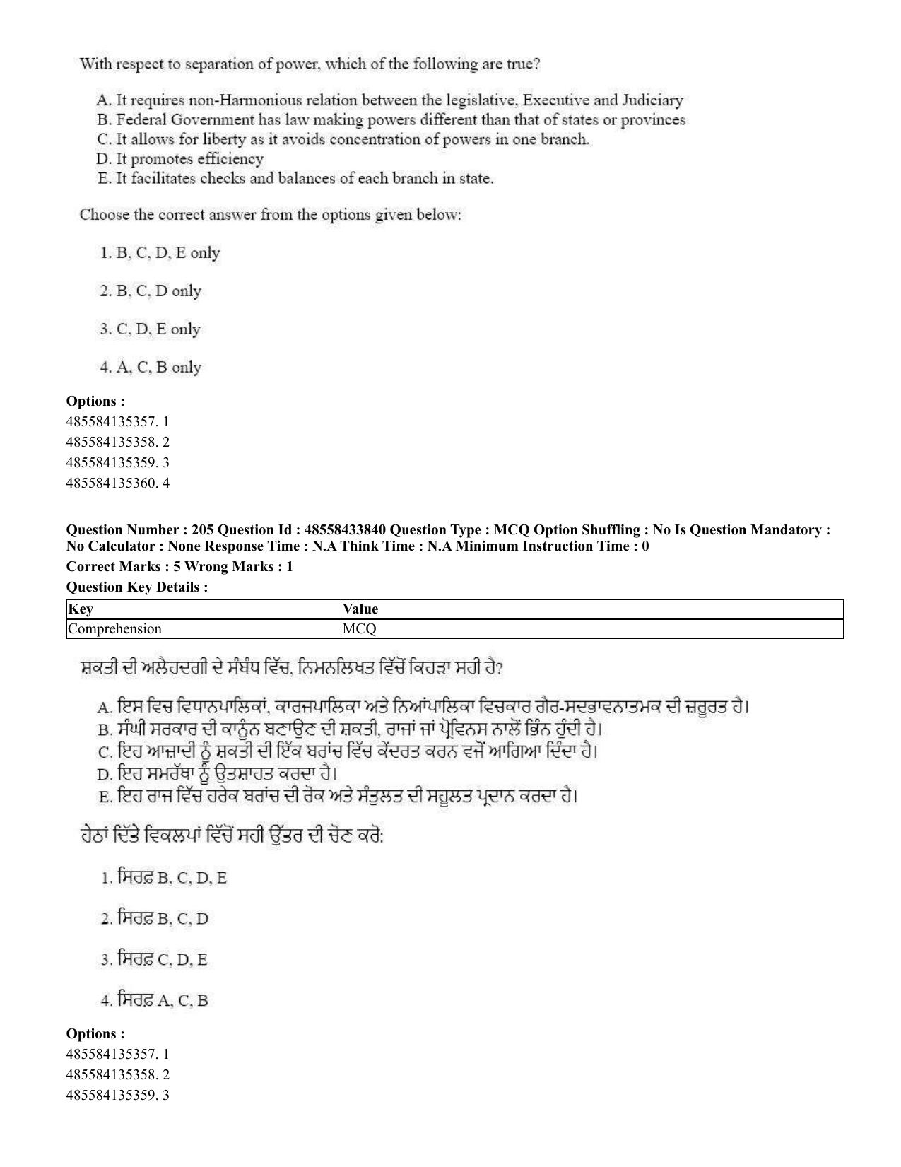 CUET 2023 English Punjabi Shift 1 Question Papers - 18 June 2023 - Page 161