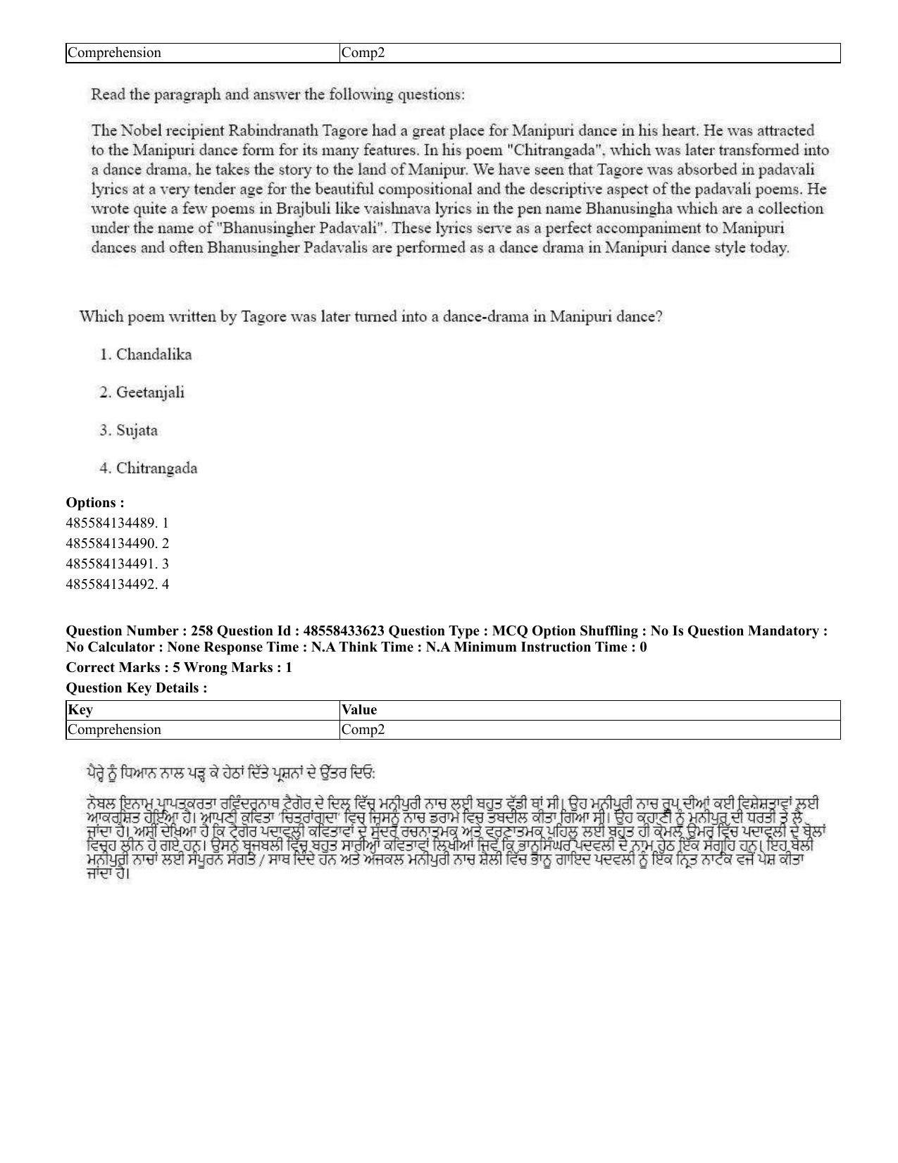 CUET 2023 English Punjabi Shift 1 Question Papers - 18 June 2023 - Page 222