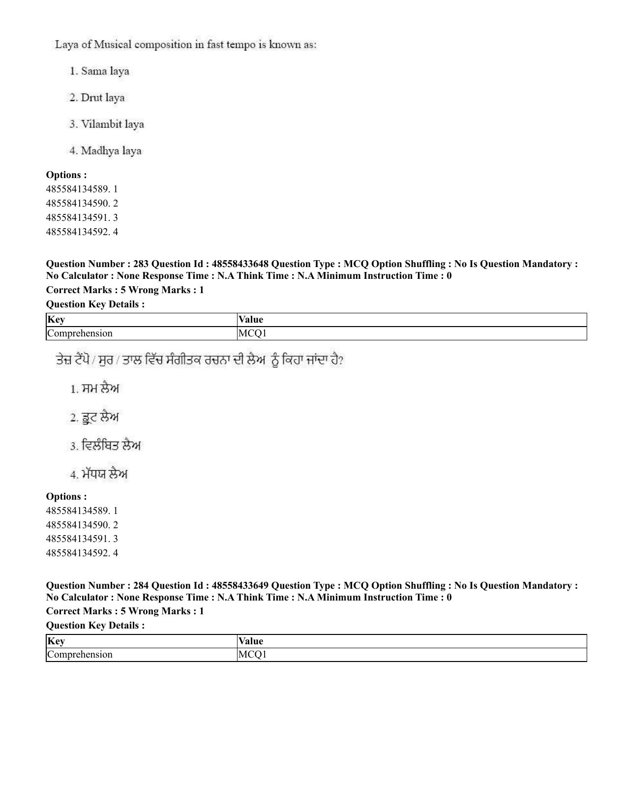 CUET 2023 English Punjabi Shift 1 Question Papers - 18 June 2023 - Page 256