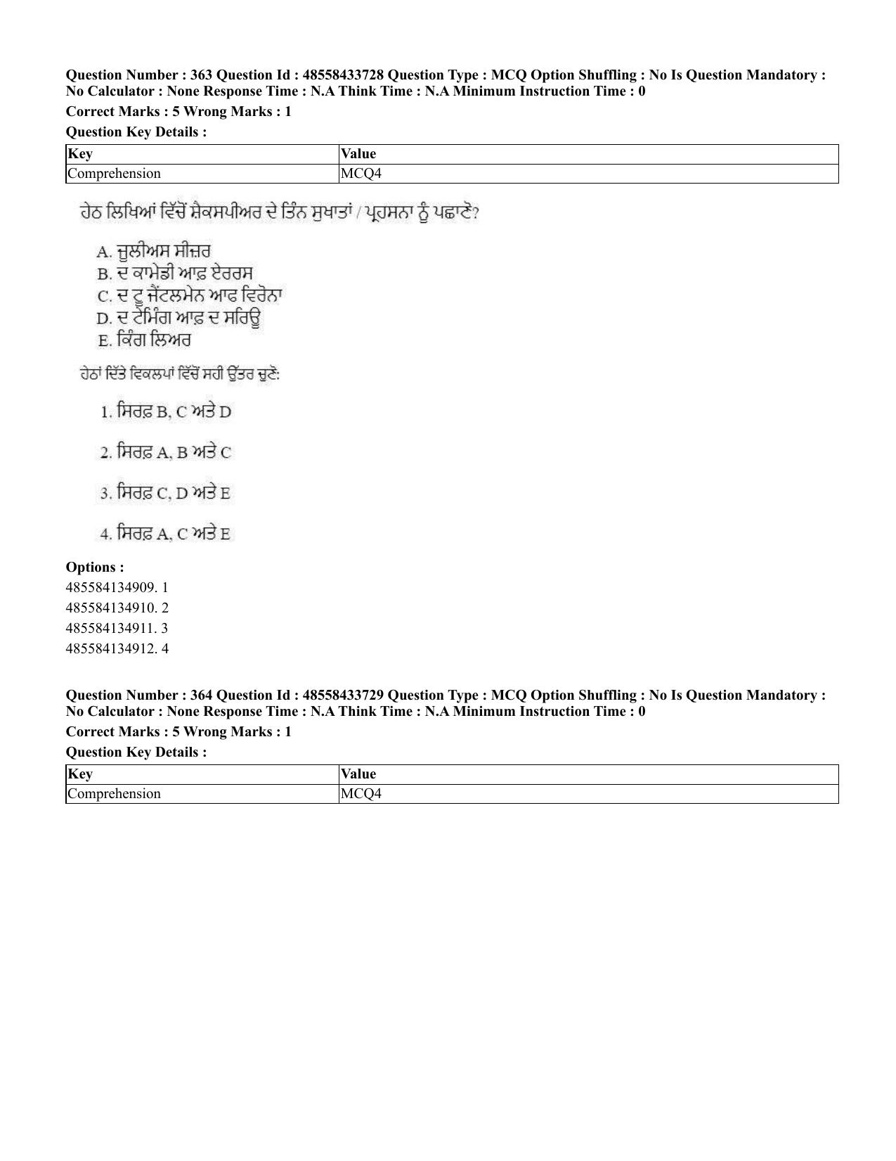 CUET 2023 English Punjabi Shift 1 Question Papers - 18 June 2023 - Page 344