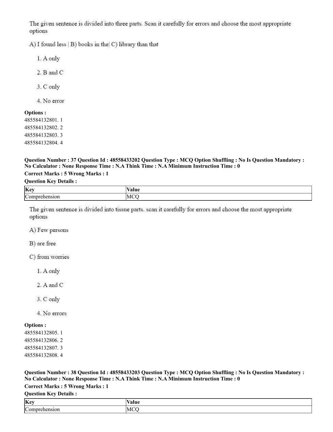 CUET 2023 English Tamil Shift 1 Question Papers - 18 June 2023 - Page 26