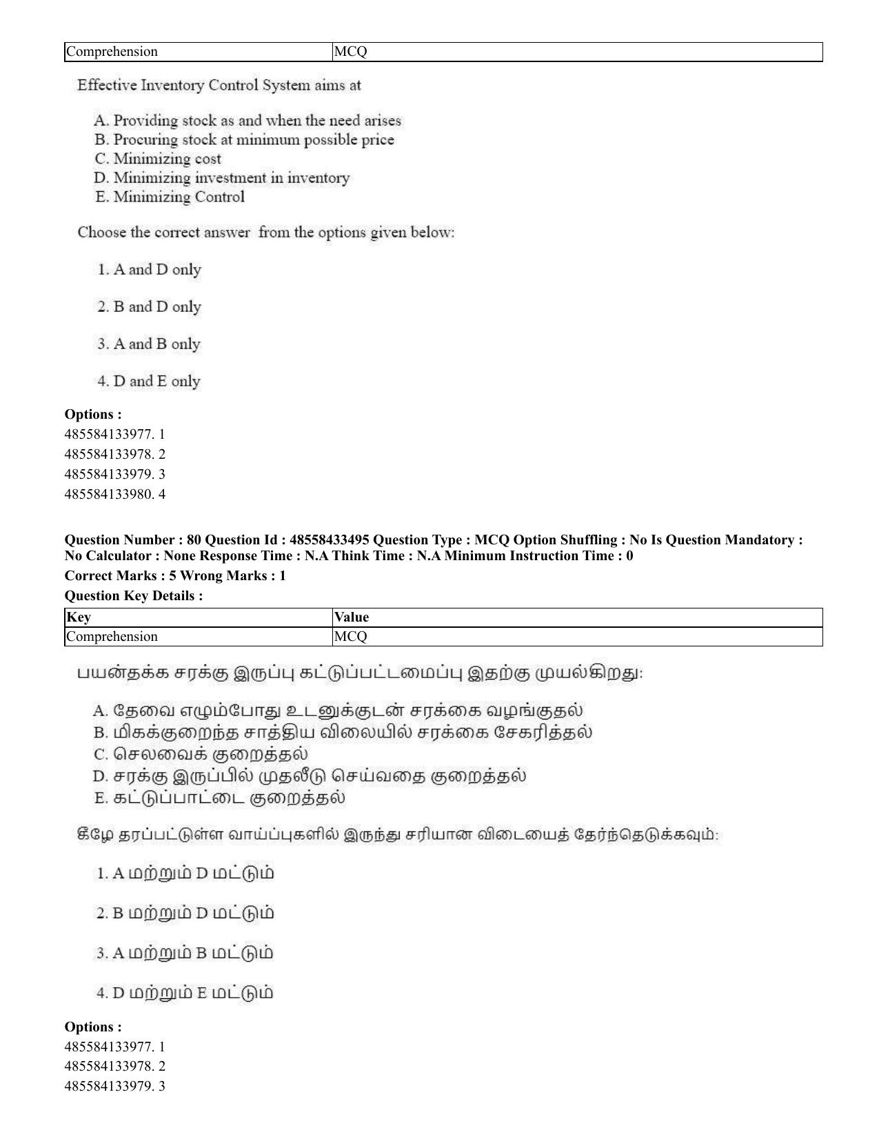 CUET 2023 English Tamil Shift 1 Question Papers - 18 June 2023 - Page 68