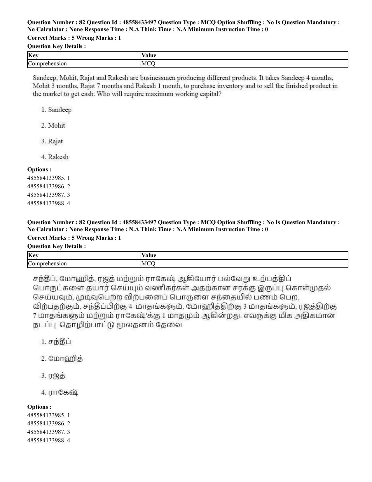 CUET 2023 English Tamil Shift 1 Question Papers - 18 June 2023 - Page 70
