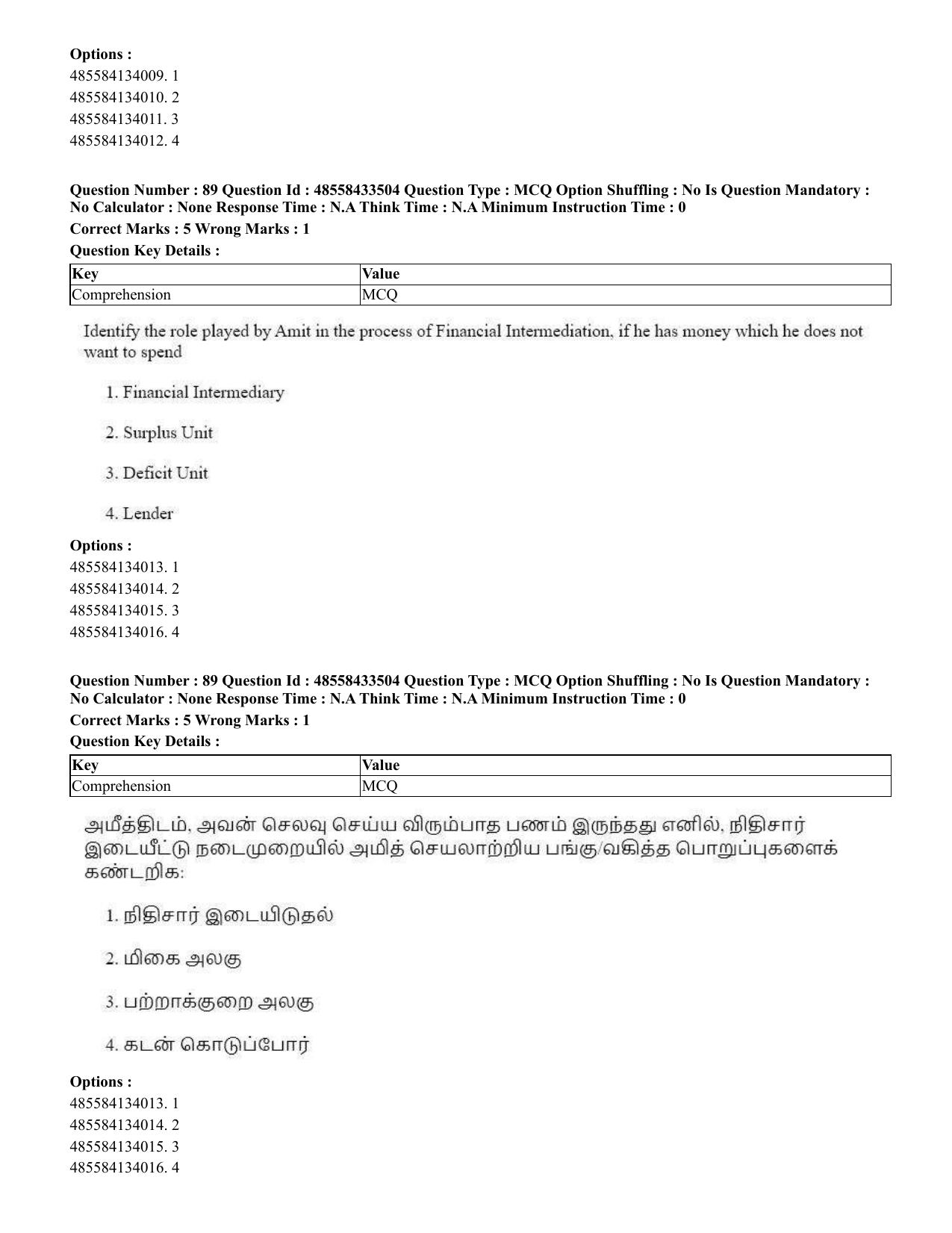 CUET 2023 English Tamil Shift 1 Question Papers - 18 June 2023 - Page 77