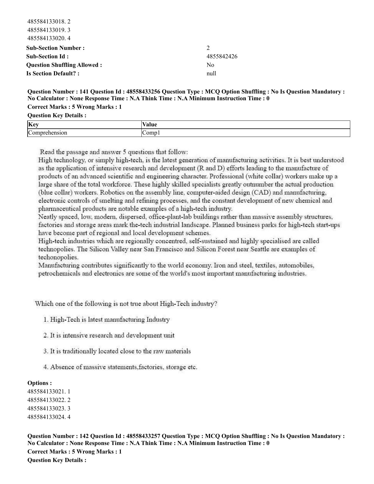 CUET 2023 English Tamil Shift 1 Question Papers - 18 June 2023 - Page 122