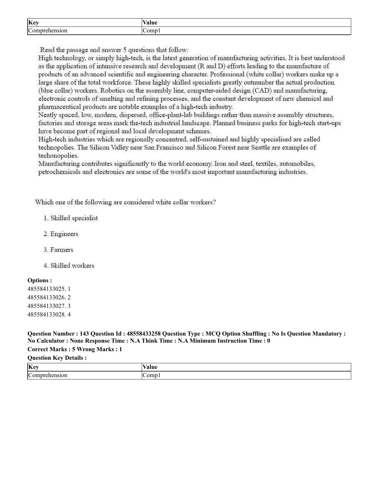 CUET 2023 English Tamil Shift 1 Question Papers - 18 June 2023 - Page 123