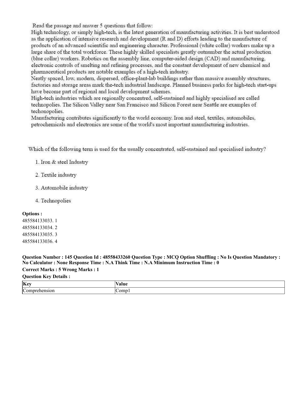 CUET 2023 English Tamil Shift 1 Question Papers - 18 June 2023 - Page 125