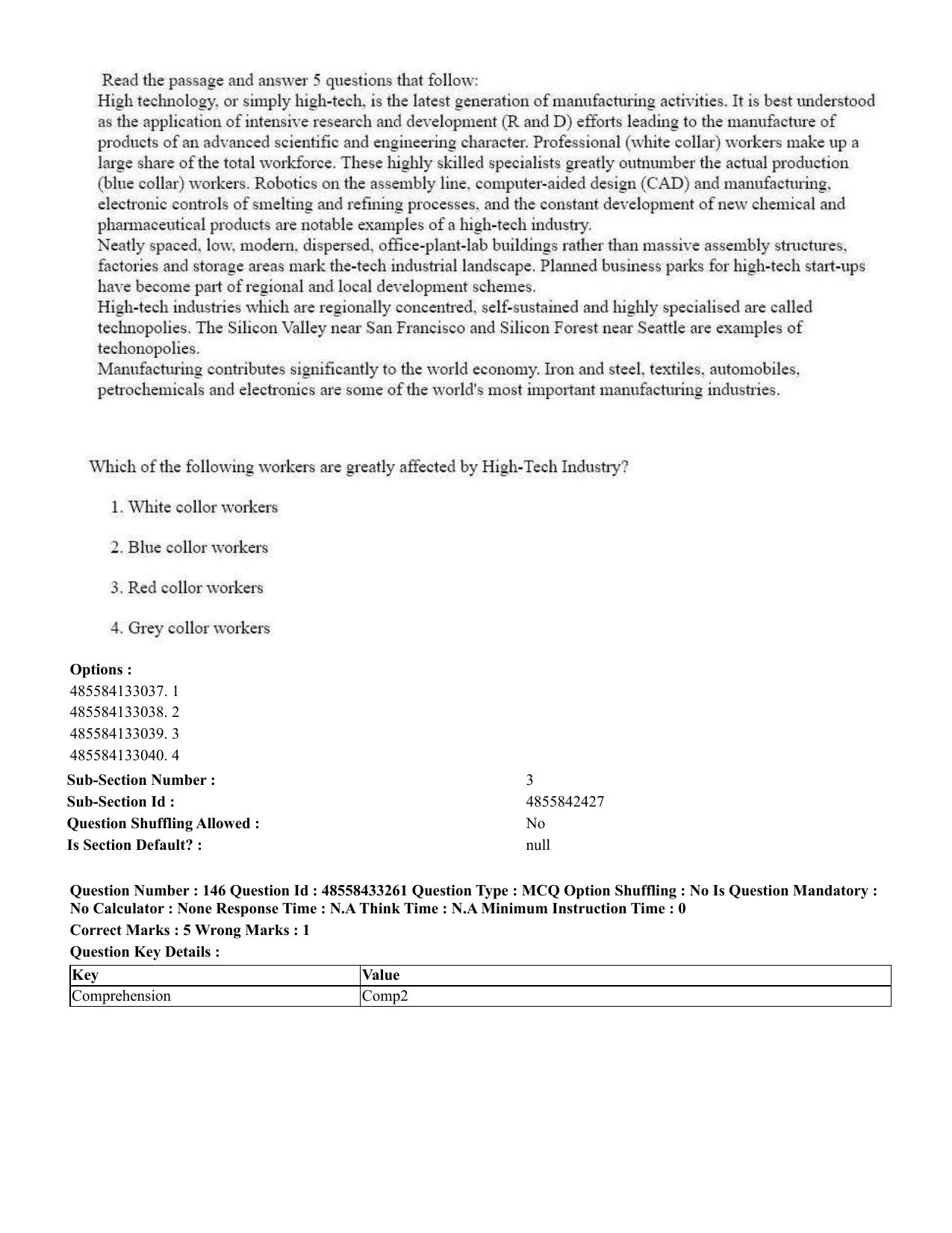 CUET 2023 English Tamil Shift 1 Question Papers - 18 June 2023 - Page 126