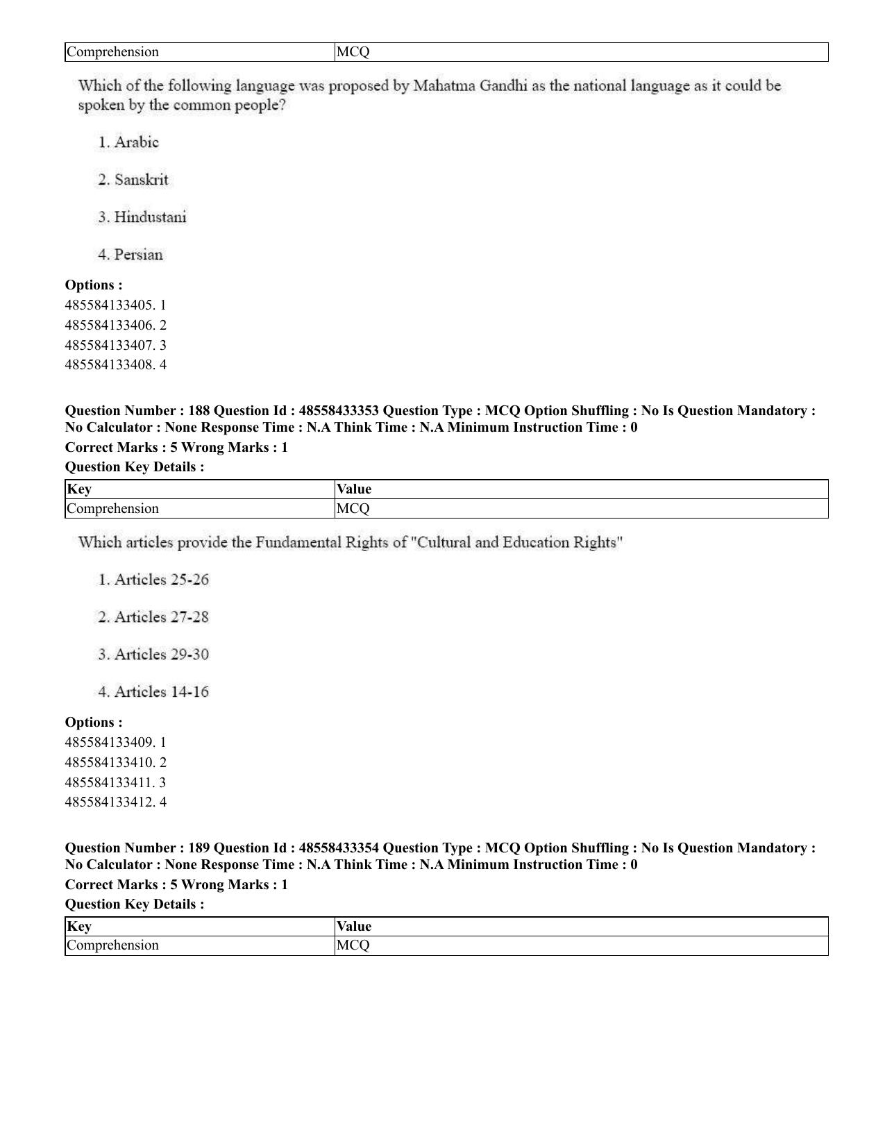 CUET 2023 English Tamil Shift 1 Question Papers - 18 June 2023 - Page 151
