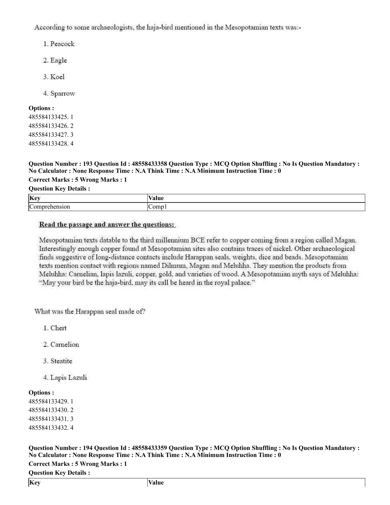 CUET 2023 English Tamil Shift 1 Question Papers - 18 June 2023 - Page 154
