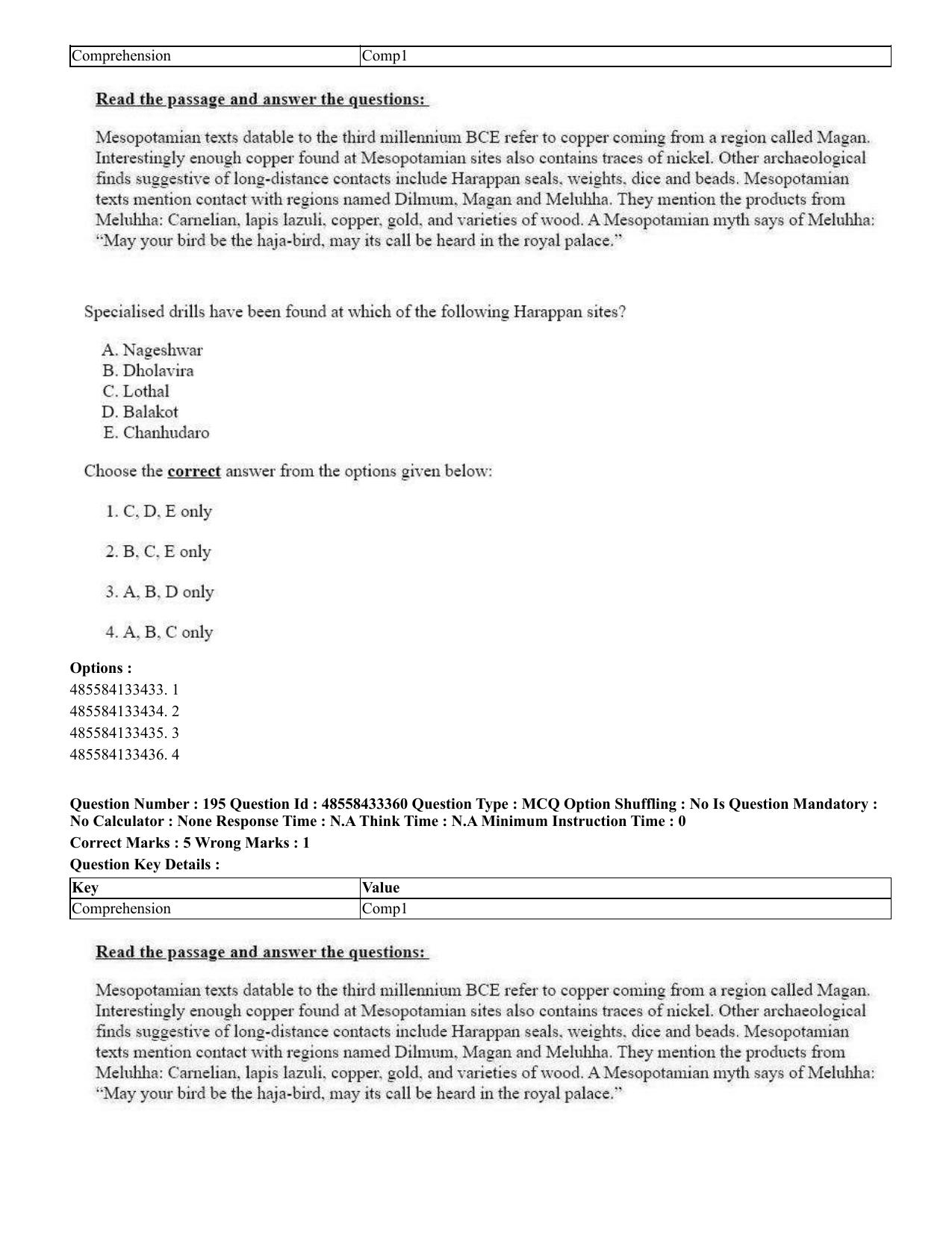 CUET 2023 English Tamil Shift 1 Question Papers - 18 June 2023 - Page 155