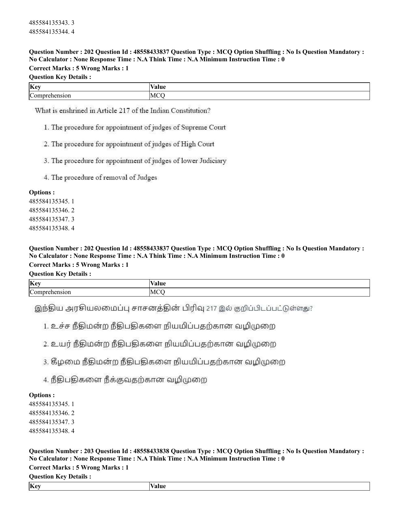 CUET 2023 English Tamil Shift 1 Question Papers - 18 June 2023 - Page 161