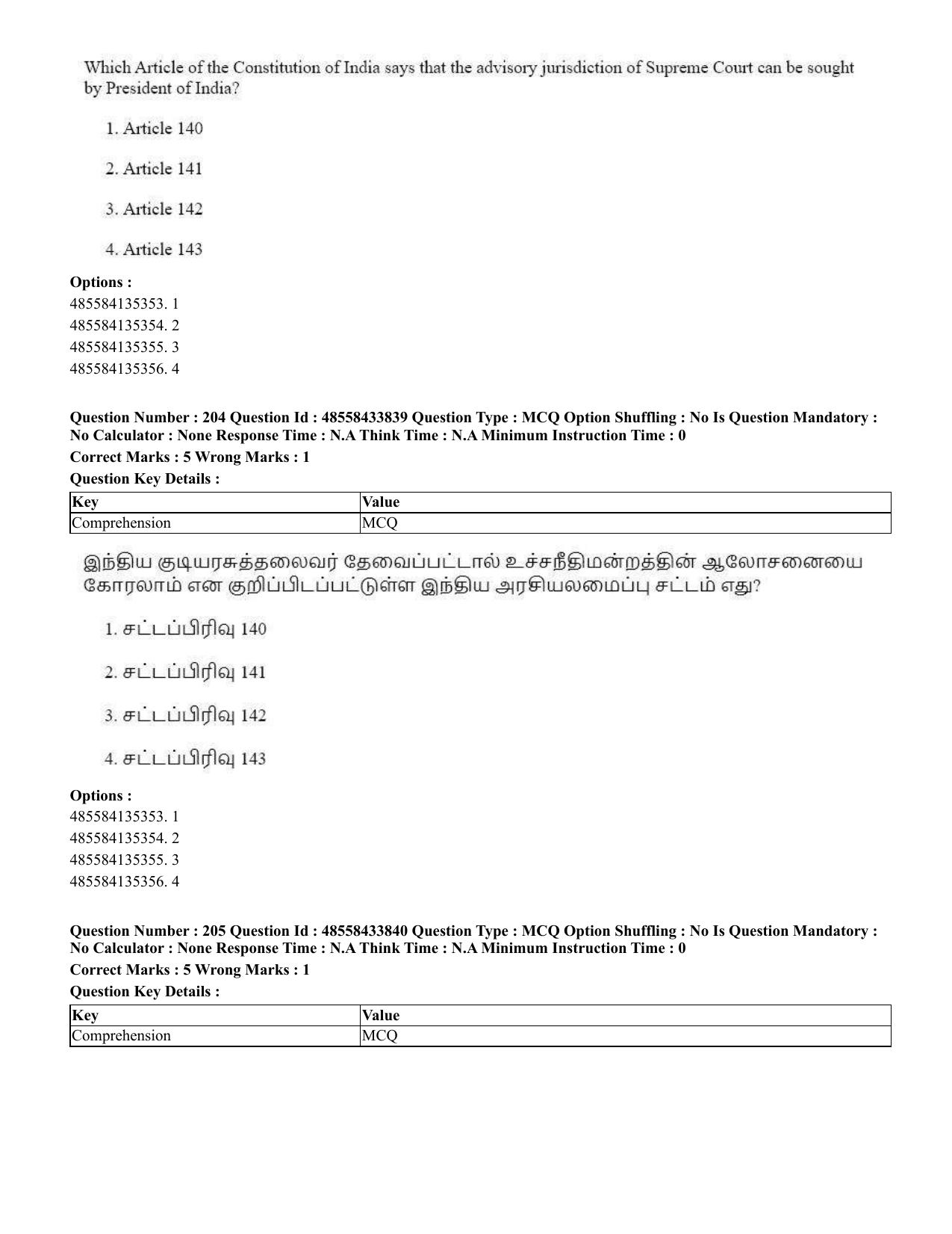 CUET 2023 English Tamil Shift 1 Question Papers - 18 June 2023 - Page 163