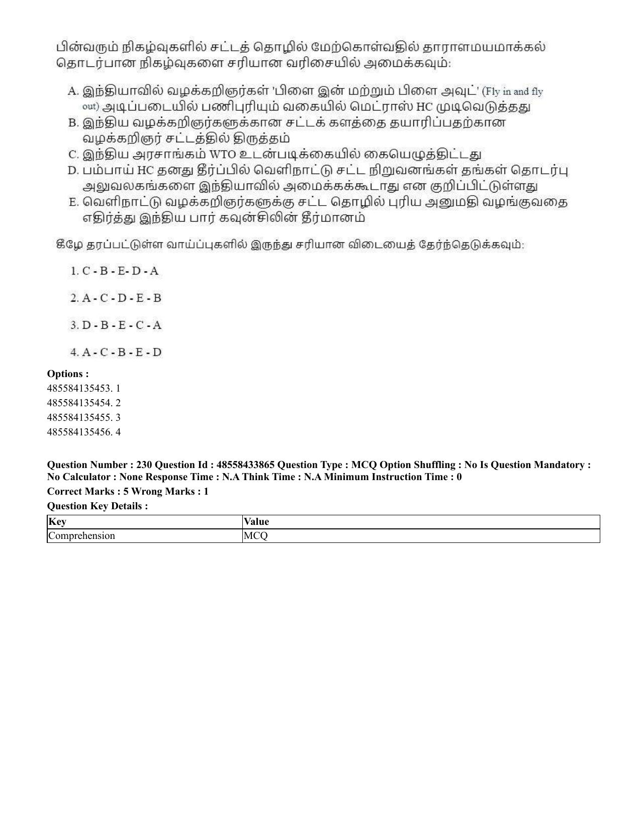 CUET 2023 English Tamil Shift 1 Question Papers - 18 June 2023 - Page 192