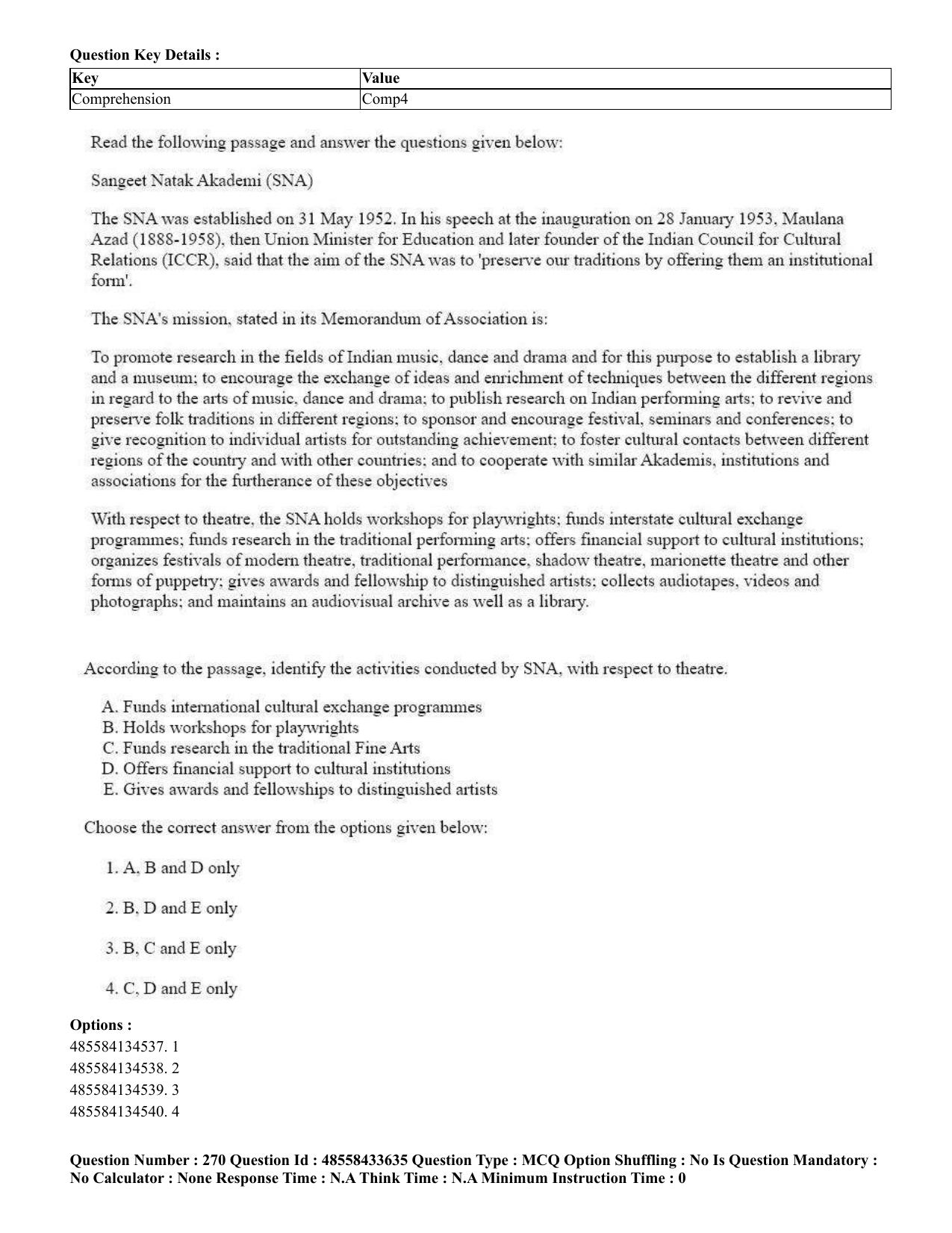CUET 2023 English Tamil Shift 1 Question Papers - 18 June 2023 - Page 255