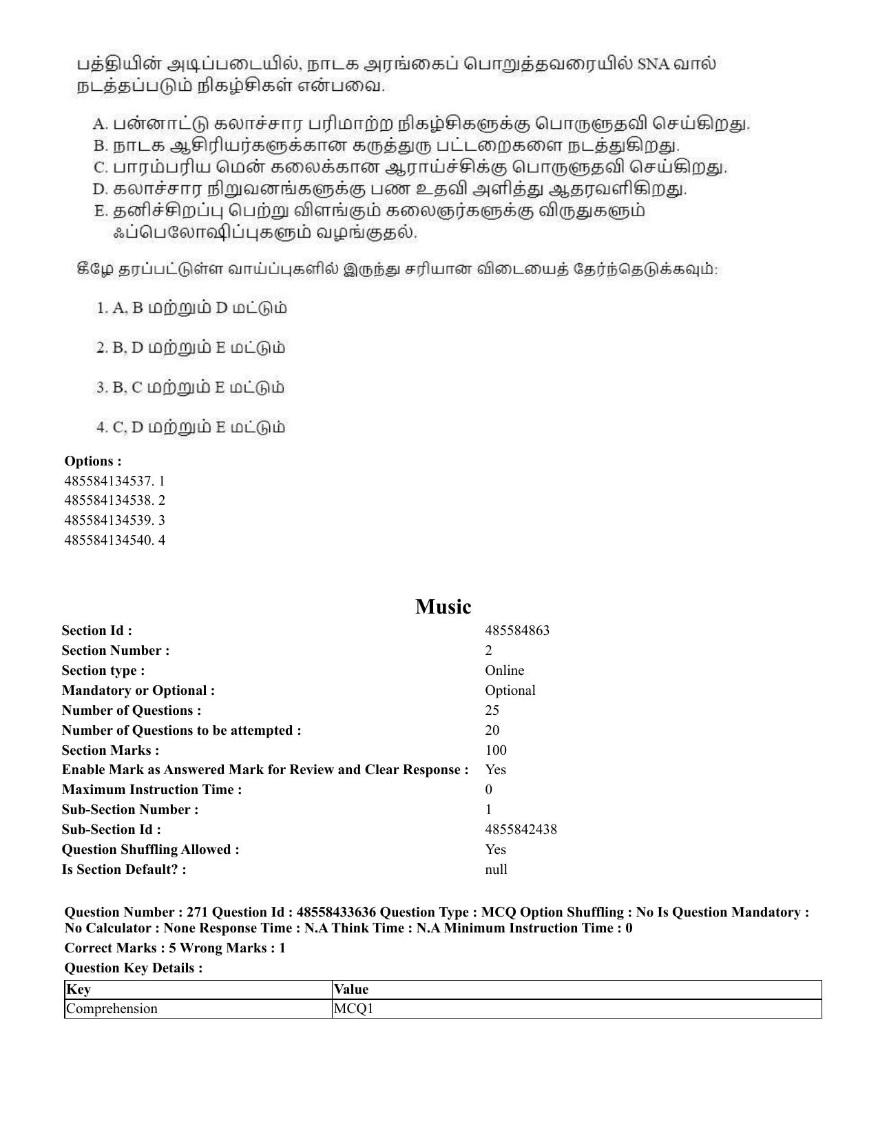 CUET 2023 English Tamil Shift 1 Question Papers - 18 June 2023 - Page 257