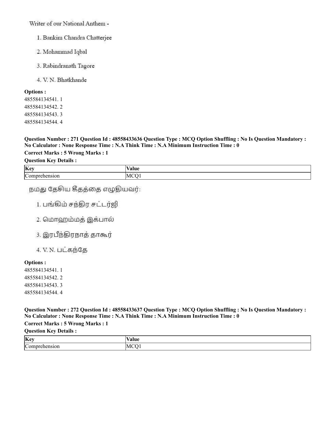 CUET 2023 English Tamil Shift 1 Question Papers - 18 June 2023 - Page 258