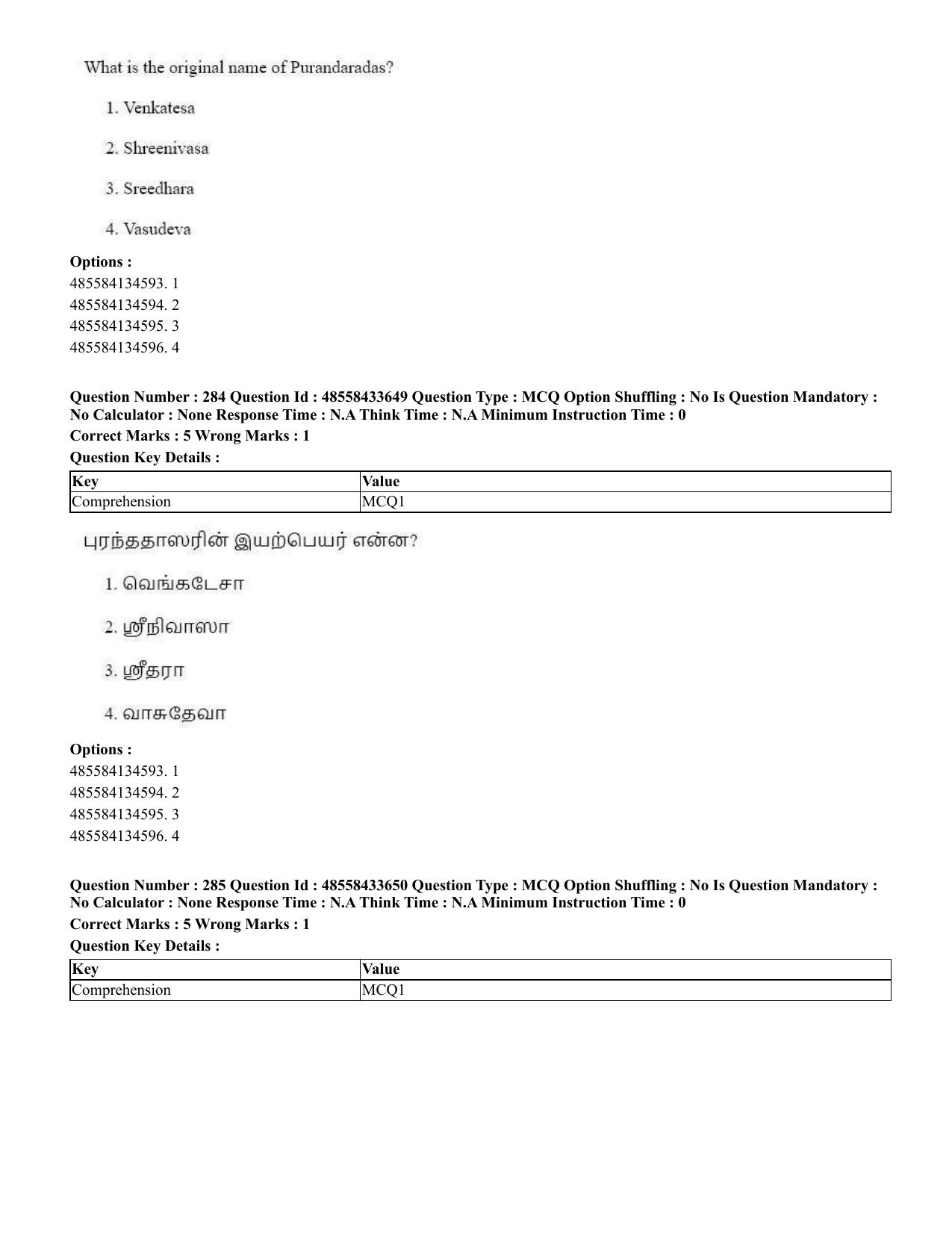 CUET 2023 English Tamil Shift 1 Question Papers - 18 June 2023 - Page 271