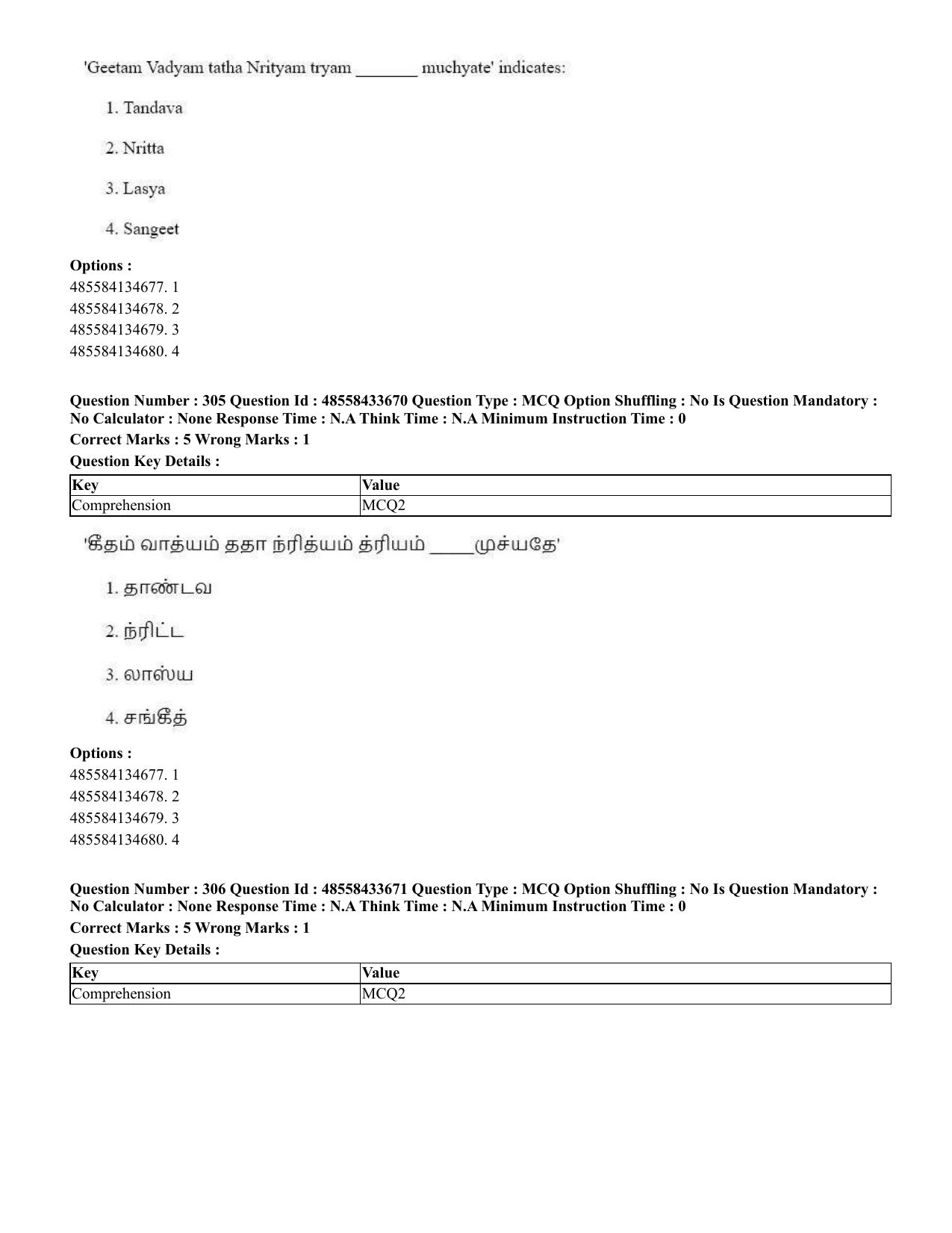 CUET 2023 English Tamil Shift 1 Question Papers - 18 June 2023 - Page 294