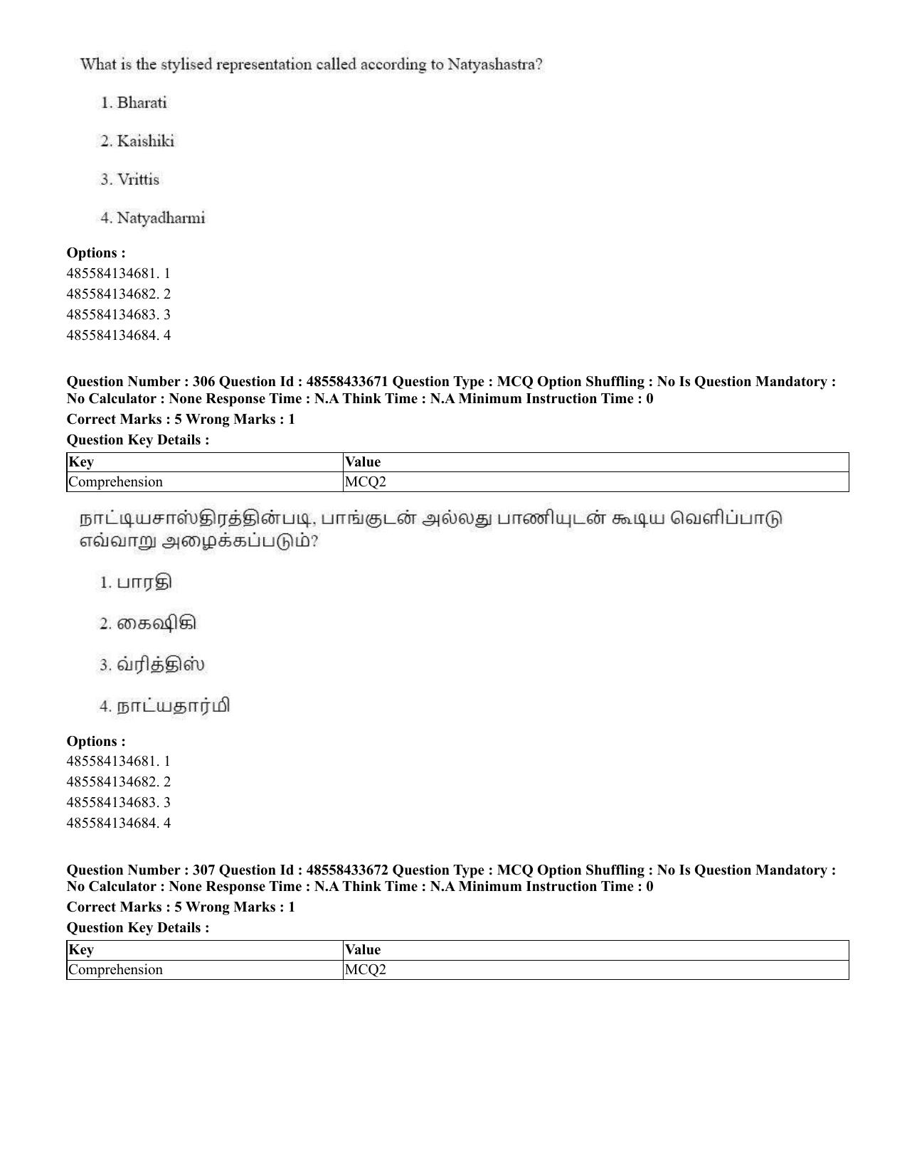 CUET 2023 English Tamil Shift 1 Question Papers - 18 June 2023 - Page 295