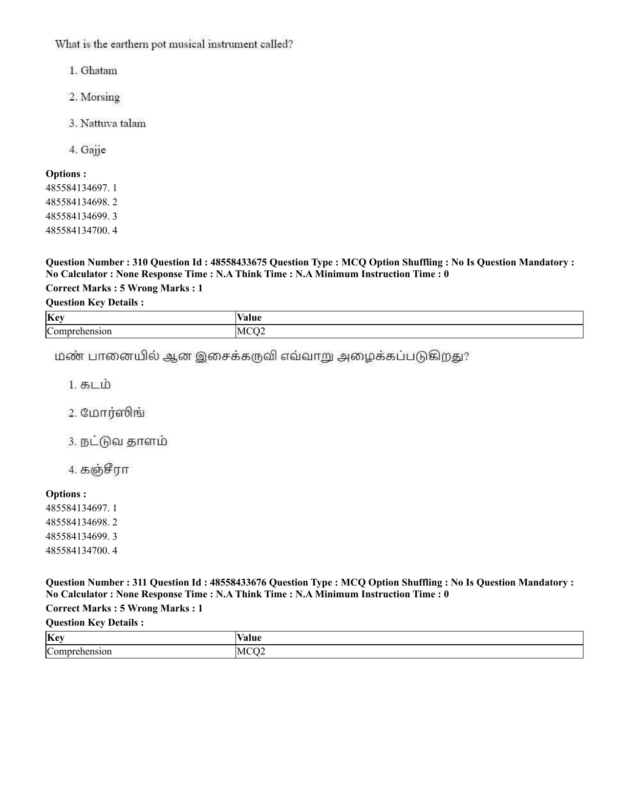 CUET 2023 English Tamil Shift 1 Question Papers - 18 June 2023 - Page 299