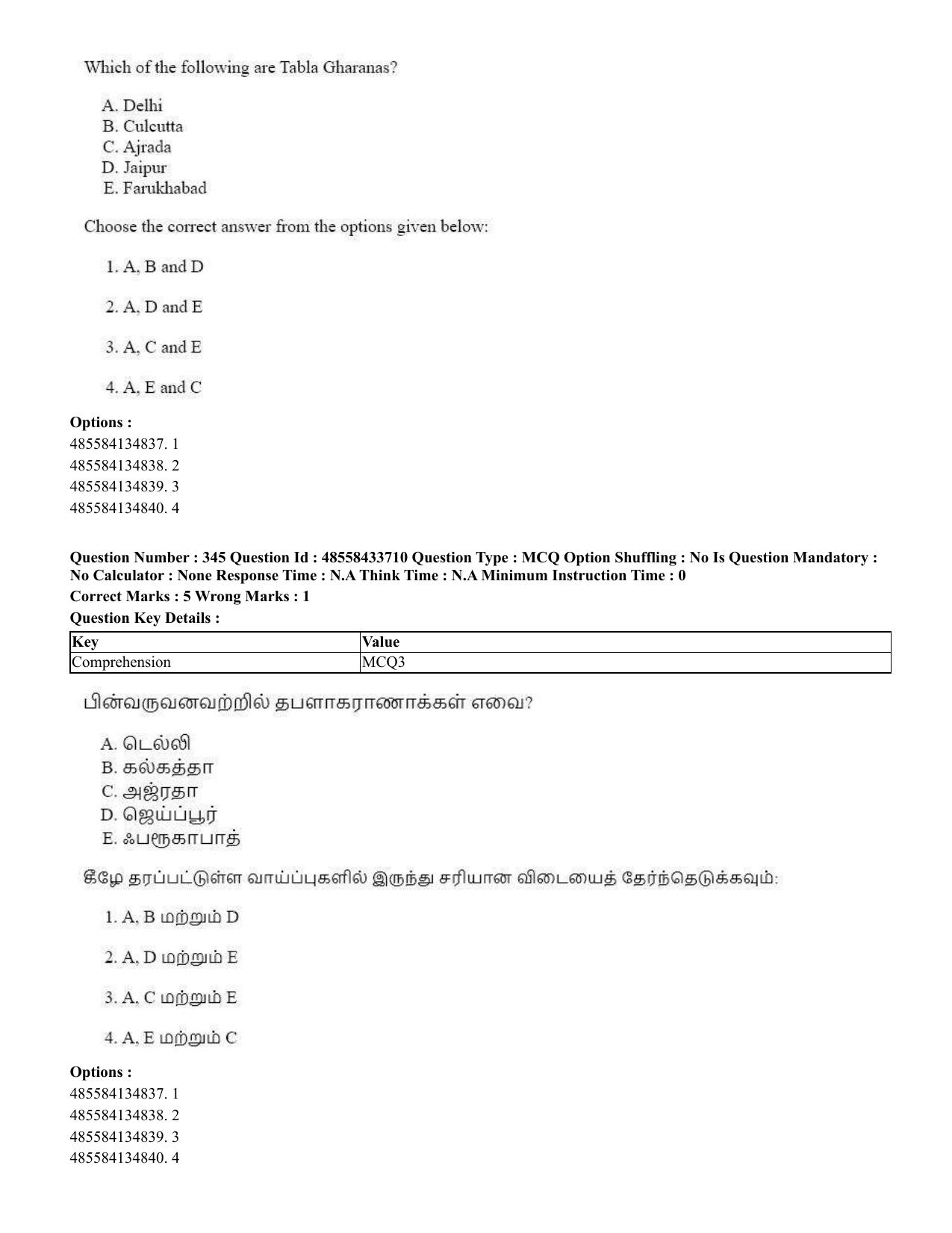 CUET 2023 English Tamil Shift 1 Question Papers - 18 June 2023 - Page 339