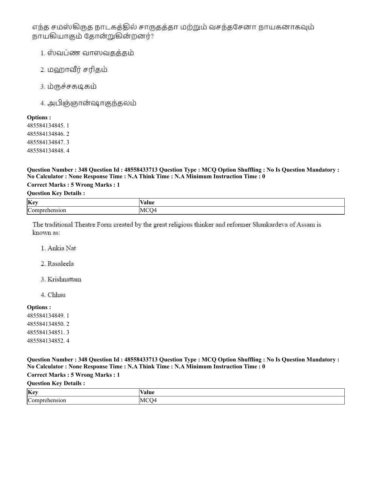 CUET 2023 English Tamil Shift 1 Question Papers - 18 June 2023 - Page 342