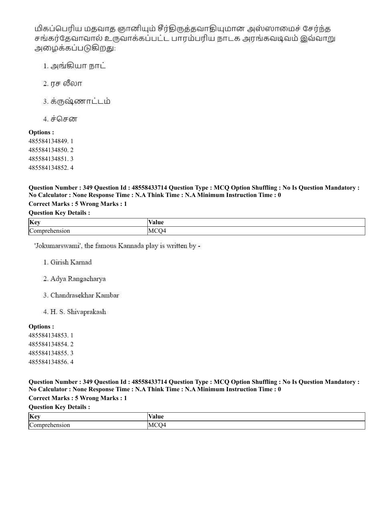 CUET 2023 English Tamil Shift 1 Question Papers - 18 June 2023 - Page 343