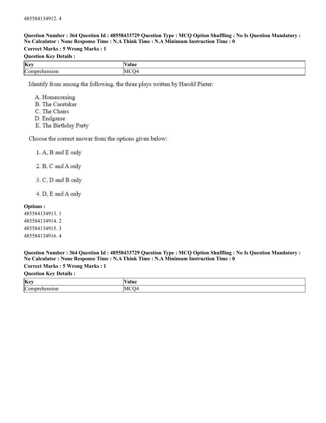 CUET 2023 English Tamil Shift 1 Question Papers - 18 June 2023 - Page 359